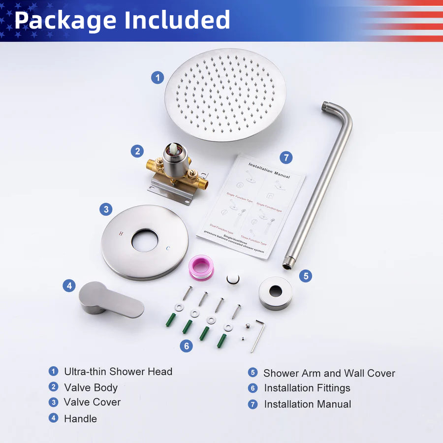 Single-Handle 1-Spray Round High Pressure Shower Faucet with 10 in. Shower Head
