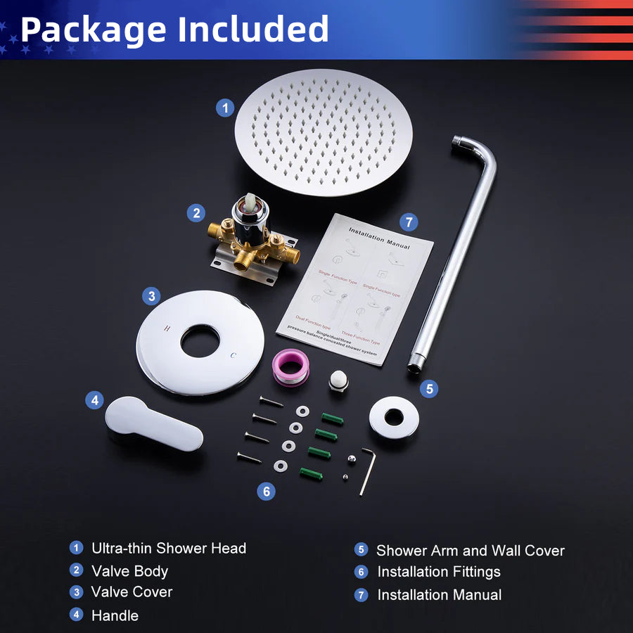 Single-Handle 1-Spray Round High Pressure Shower Faucet with 10 in. Shower Head