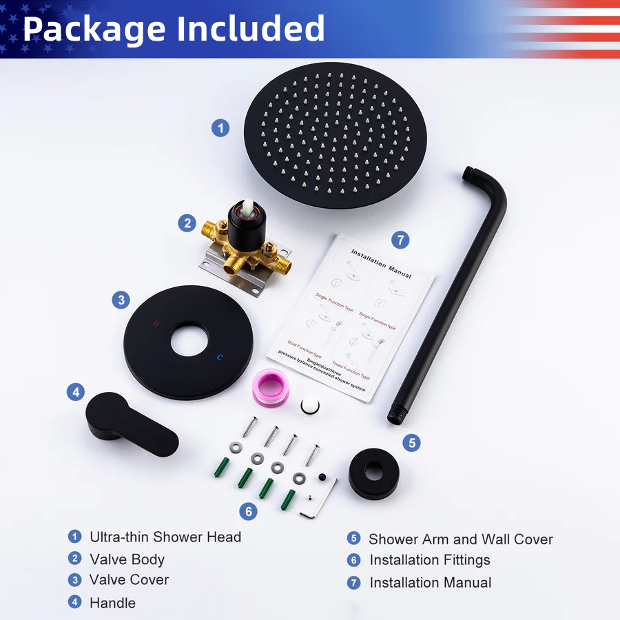 Single-Handle 1-Spray Round High Pressure Shower Faucet with 10 in. Shower Head