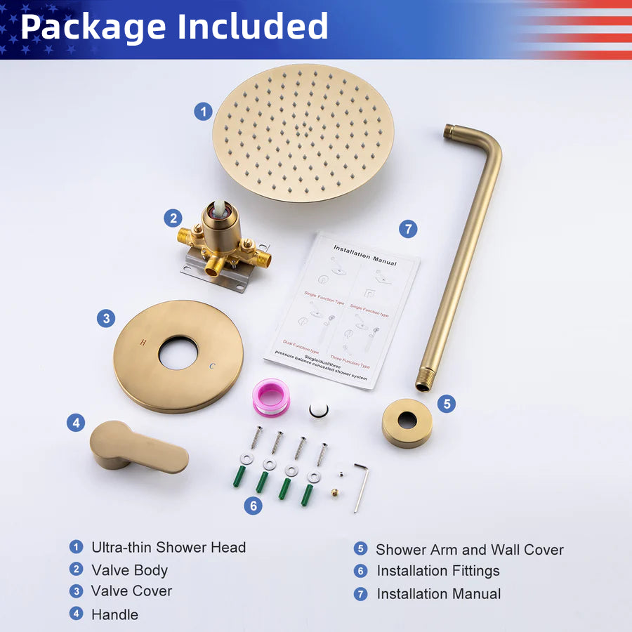 Single-Handle 1-Spray Round High Pressure Shower Faucet with 10 in. Shower Head