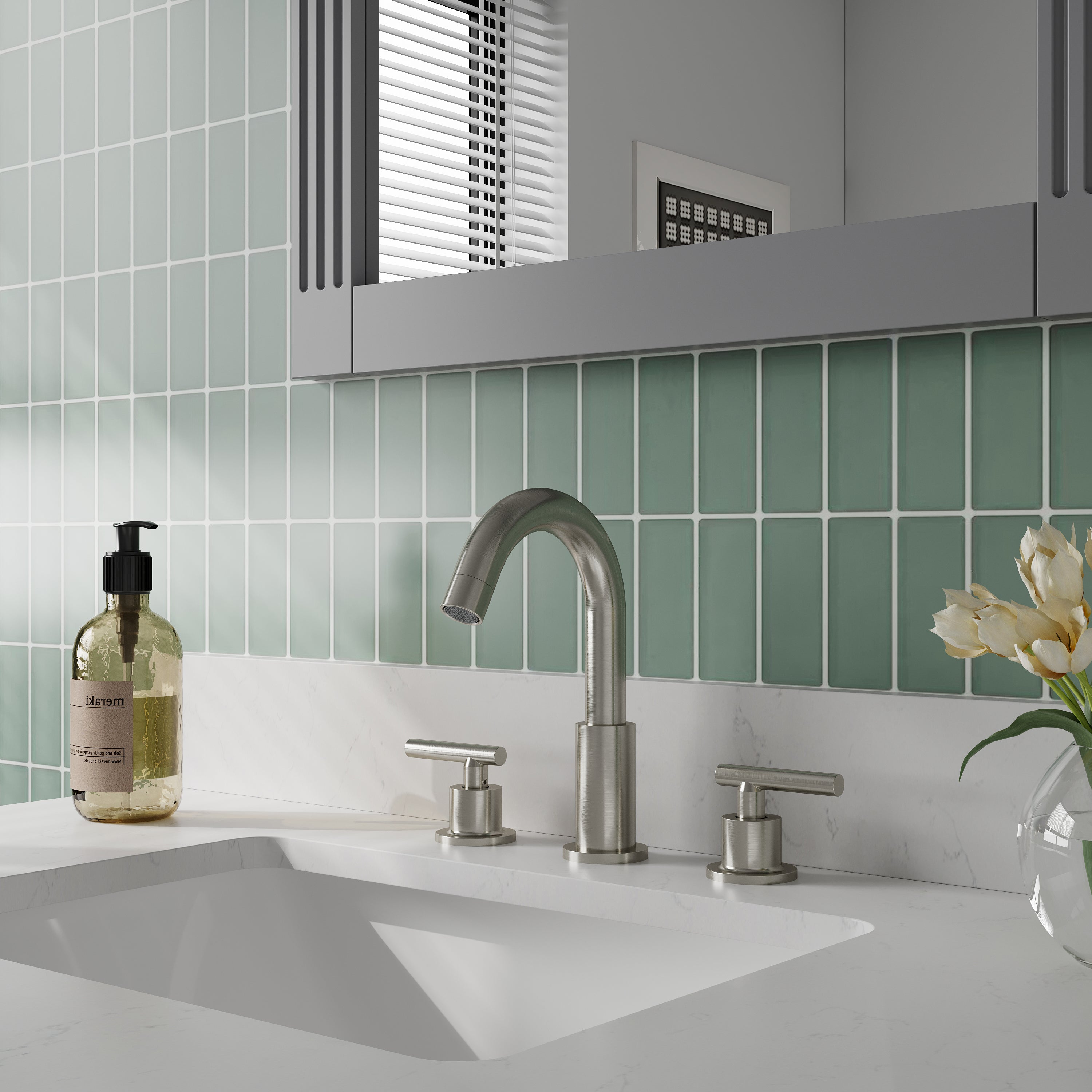 Modern Bathroom Basin Faucet with 360° Swivel Spout, Dual Handle Hot & Cold Mixer, Water-Saving 1.2 GPM