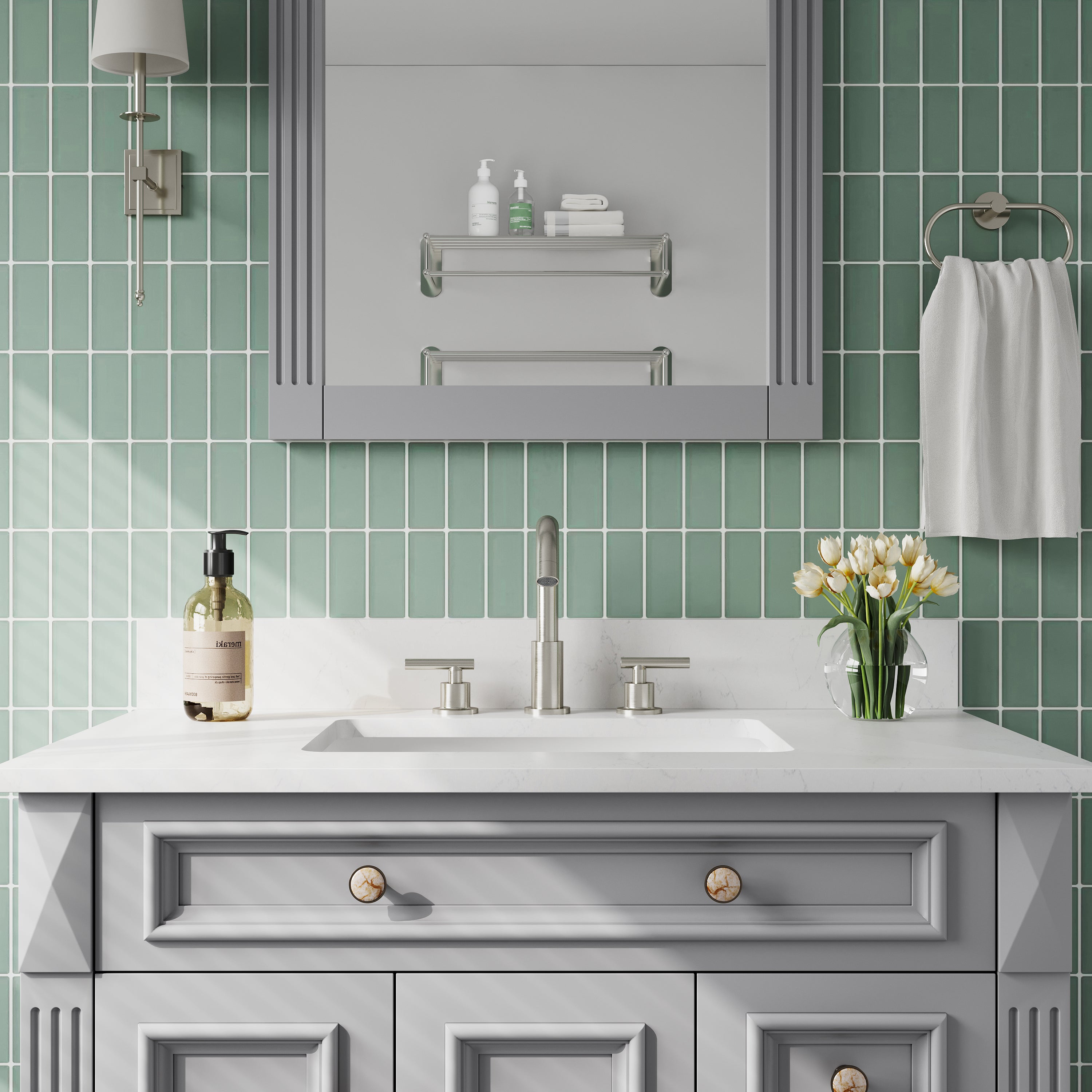 Modern Bathroom Basin Faucet with 360° Swivel Spout, Dual Handle Hot & Cold Mixer, Water-Saving 1.2 GPM