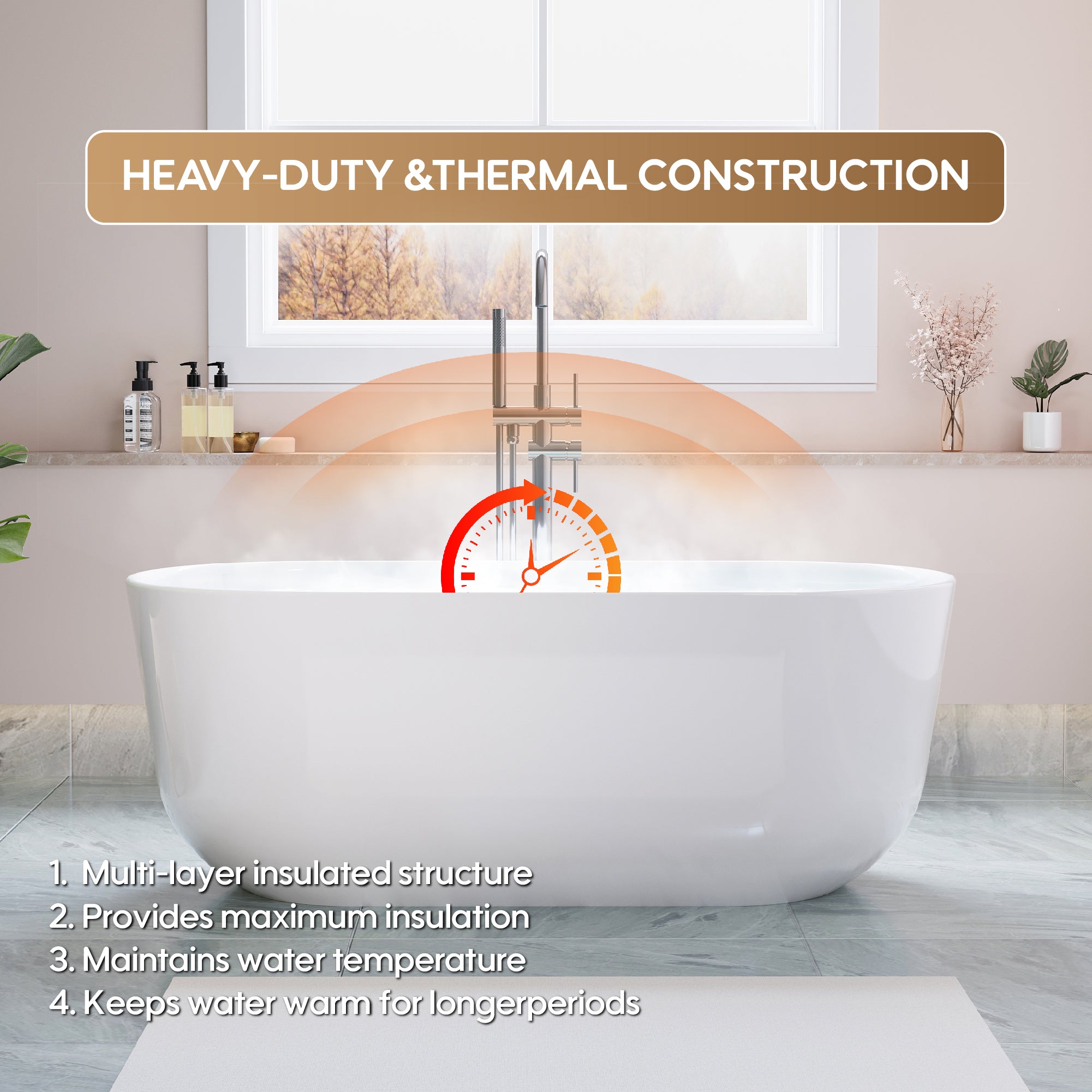 60" Freestanding Glossy White Acrylic Bathtub with Slotted Overflow and Chrome Drain