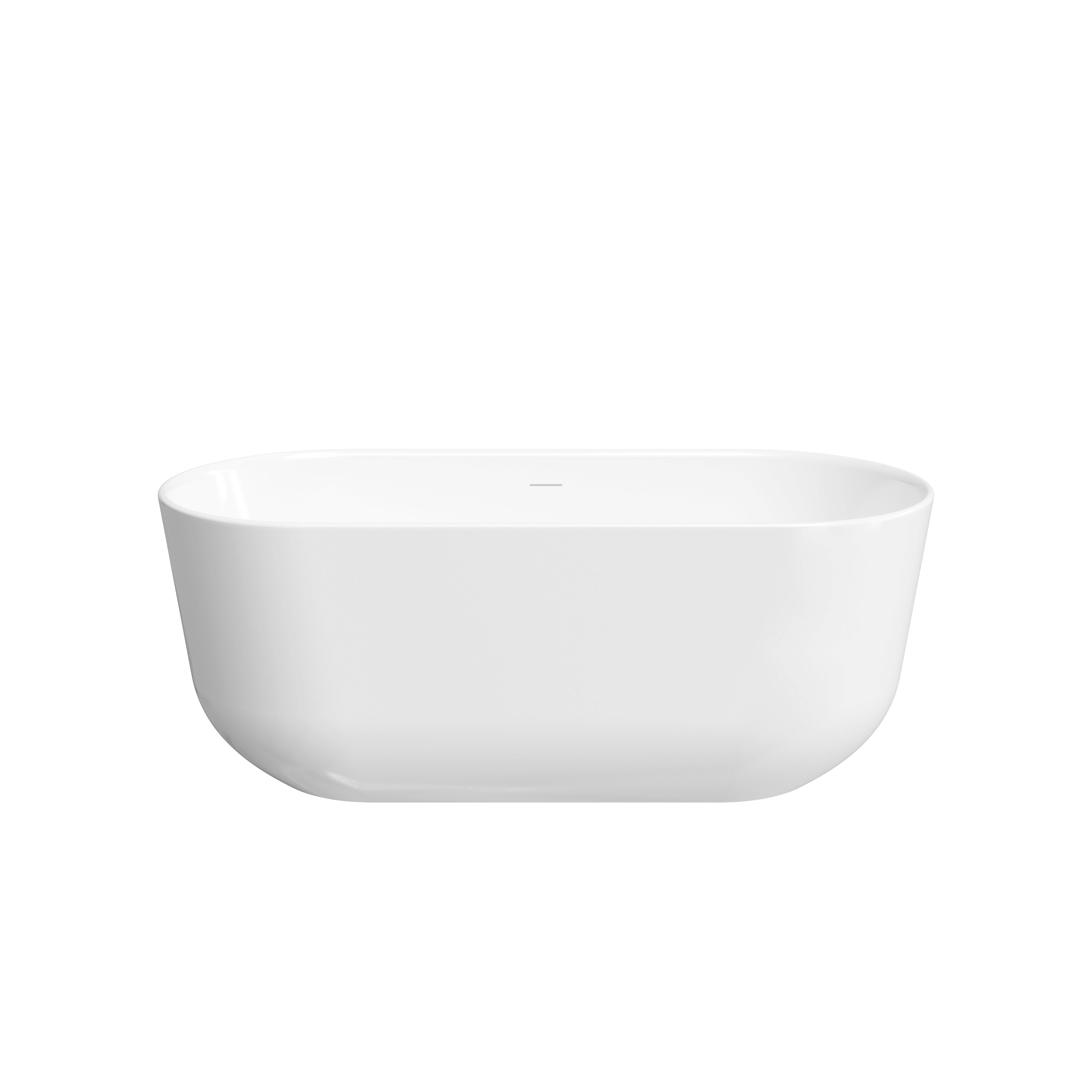 60" Freestanding Glossy White Acrylic Bathtub with Slotted Overflow and Chrome Drain