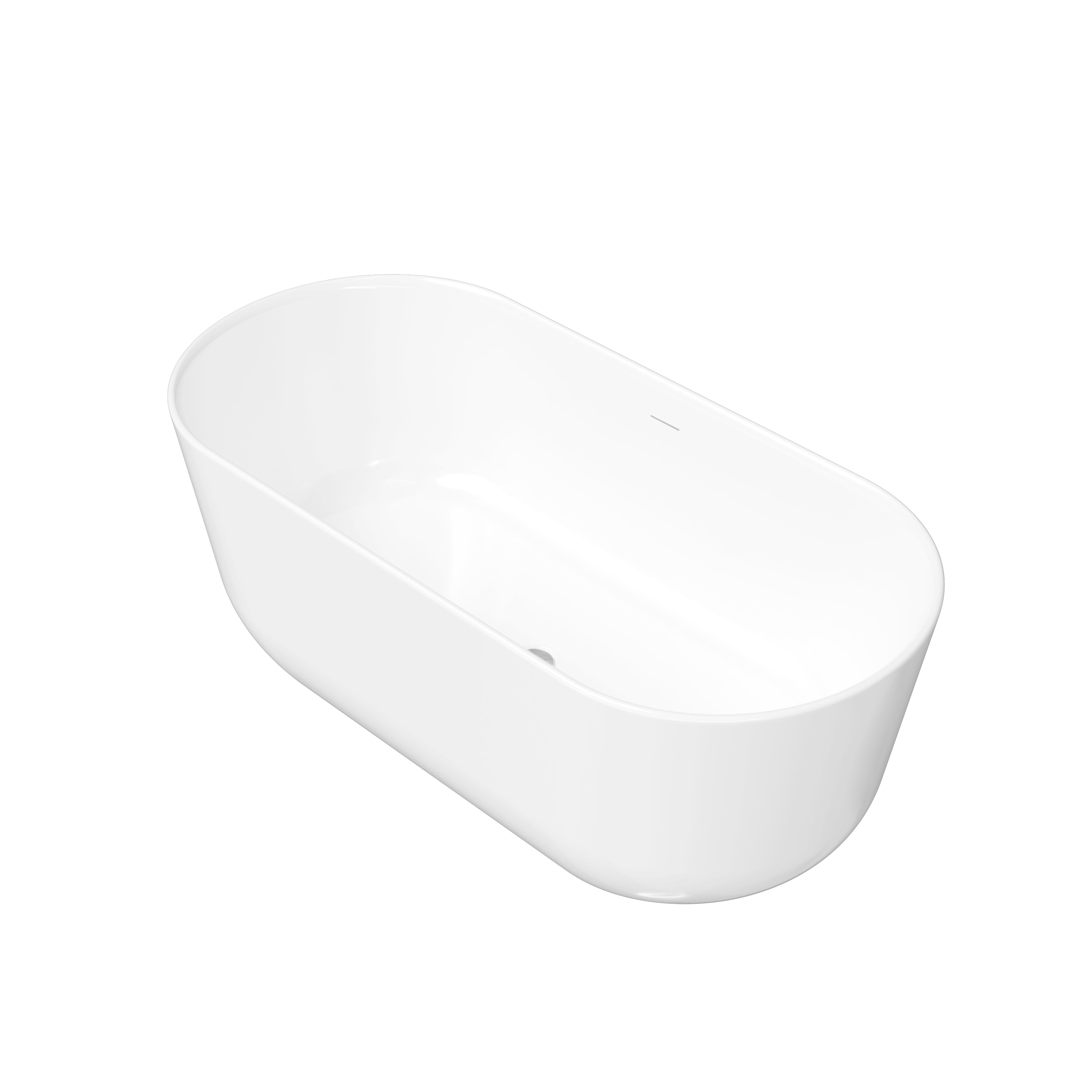 60" Freestanding Glossy White Acrylic Bathtub with Slotted Overflow and Chrome Drain