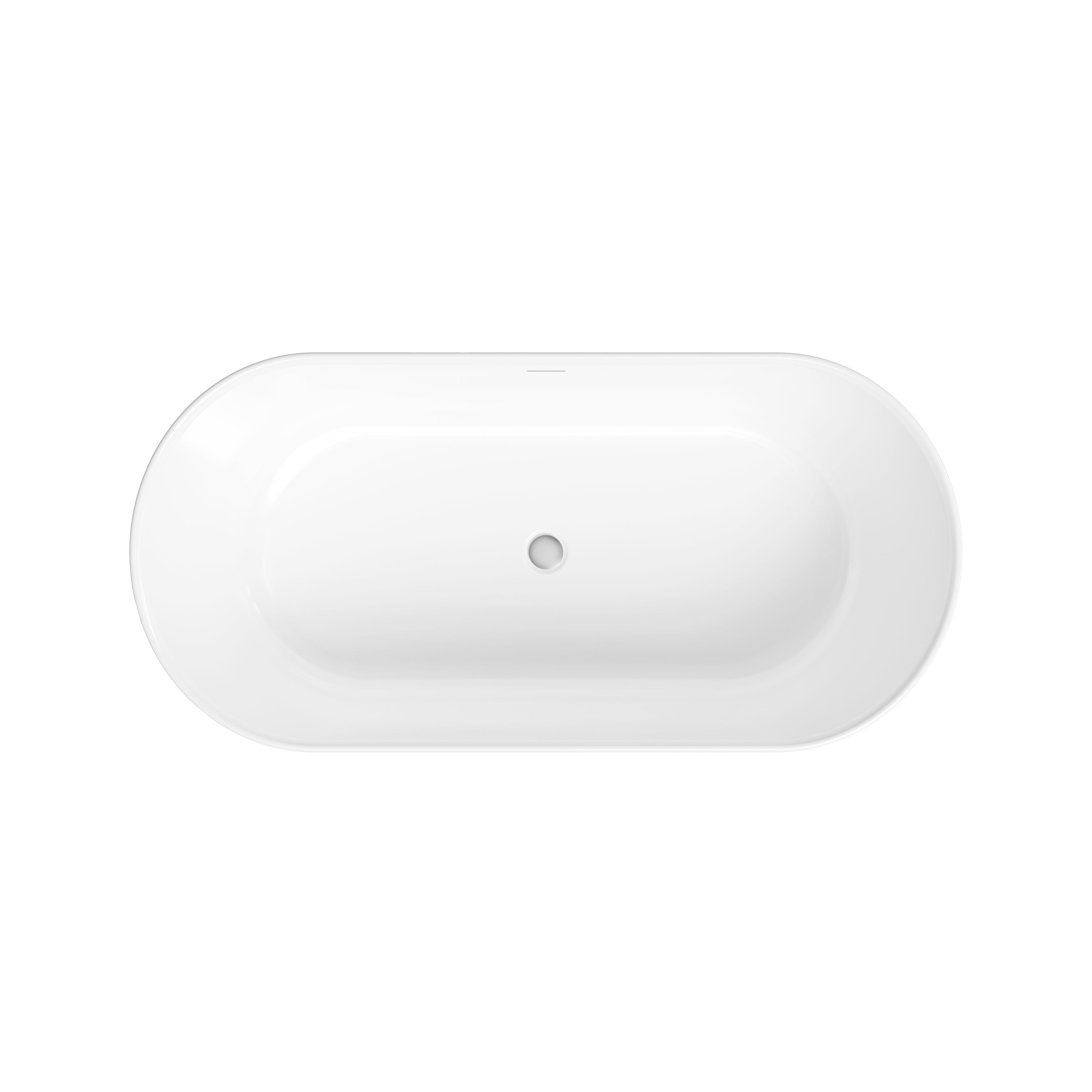 60" Freestanding Glossy White Acrylic Bathtub with Slotted Overflow and Chrome Drain