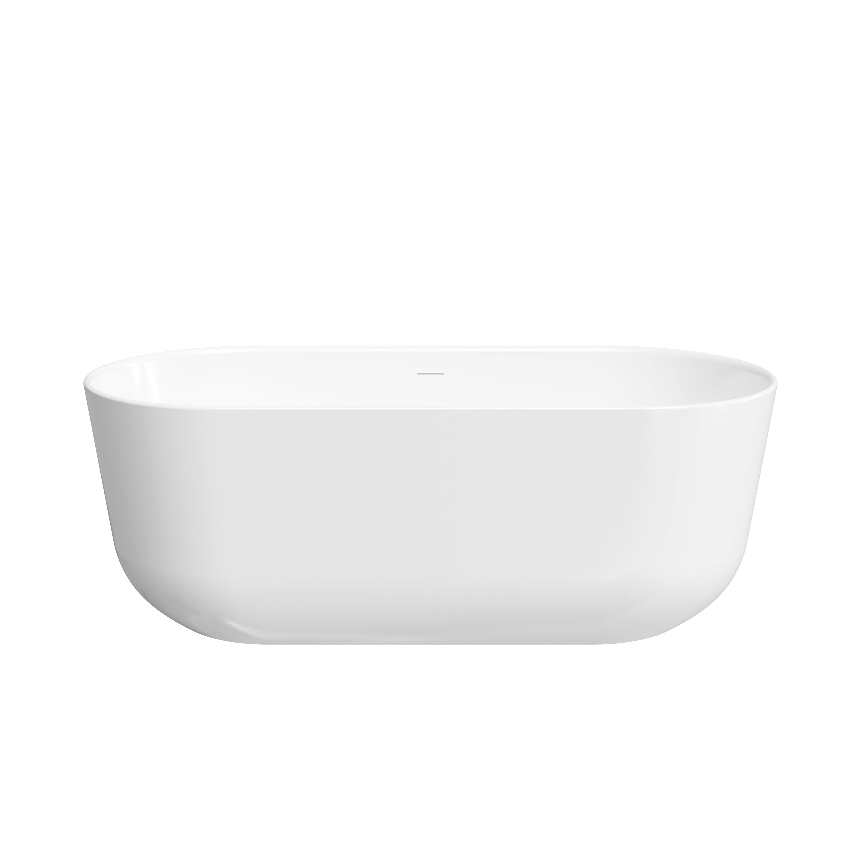 67" Freestanding Glossy White Acrylic Bathtub with Integrated Overflow and Chrome Drain