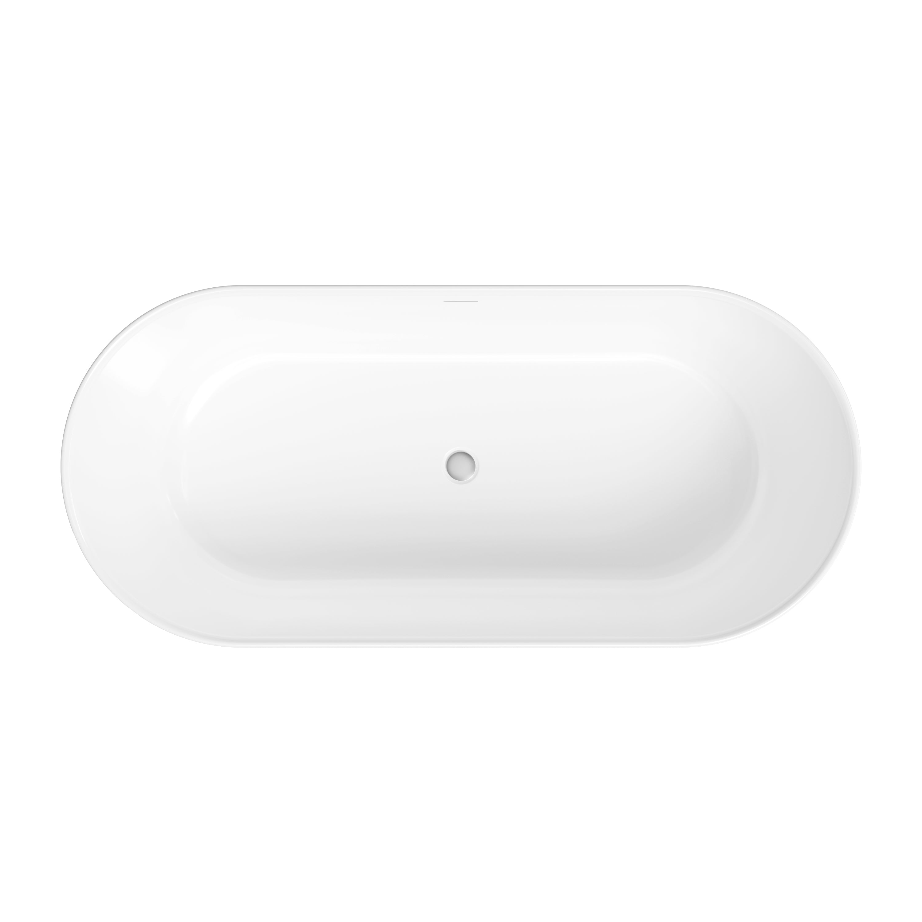 67" Freestanding Glossy White Acrylic Bathtub with Integrated Overflow and Chrome Drain