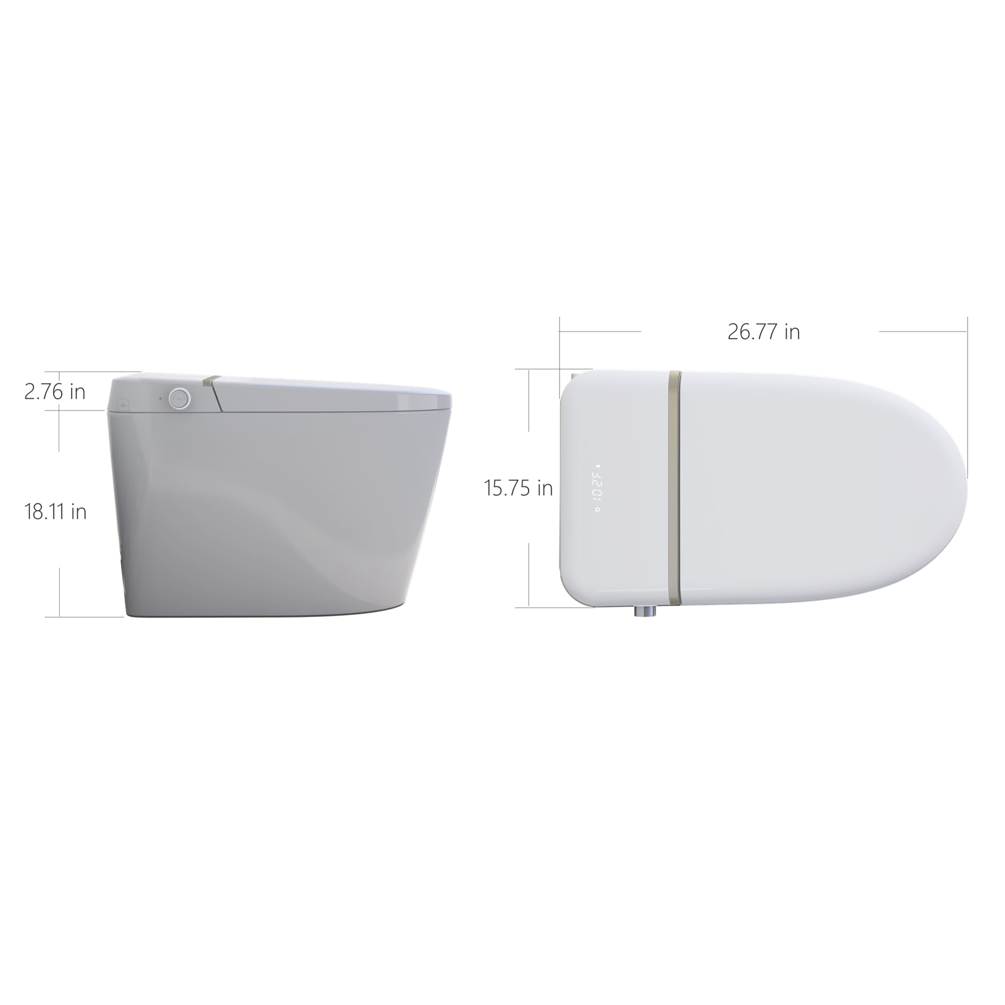 Smart Toilet With Auto Flush,Heated Seat,Warm Water,Warm Air Drying,LED Temperature Display