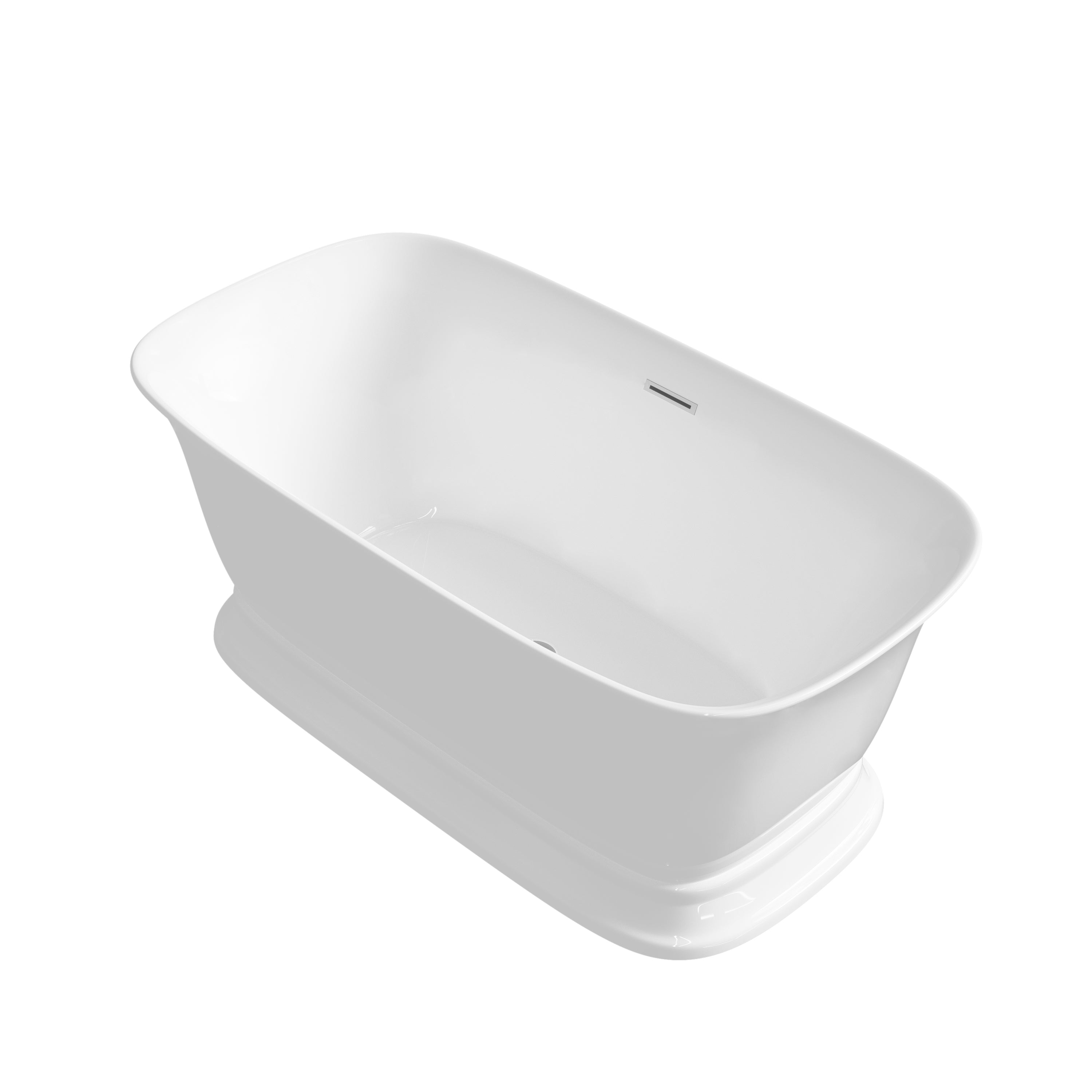 59" Acrylic Freestanding Bathtub in Glossy White with Overflow and Drain