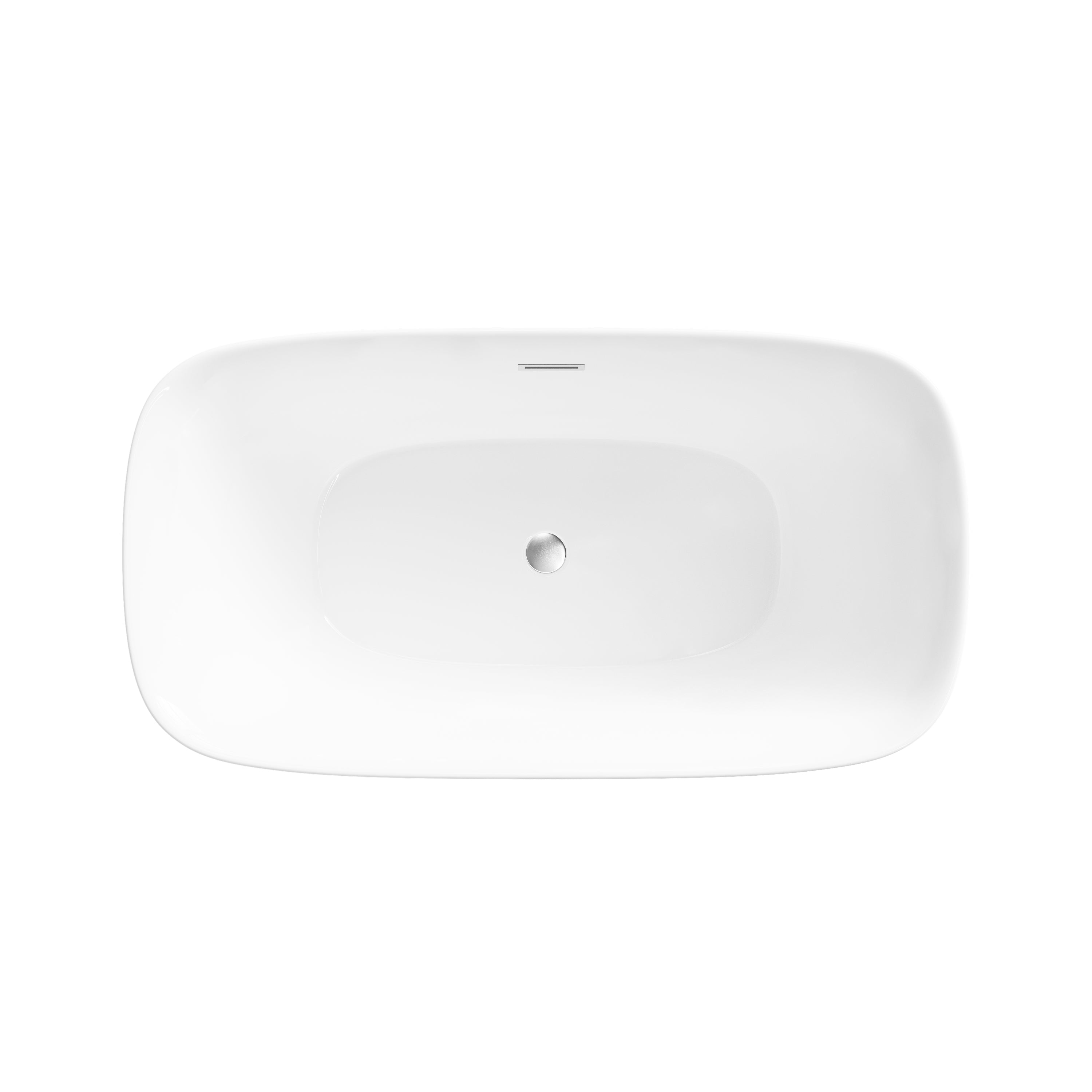 59" Acrylic Freestanding Bathtub in Glossy White with Overflow and Drain