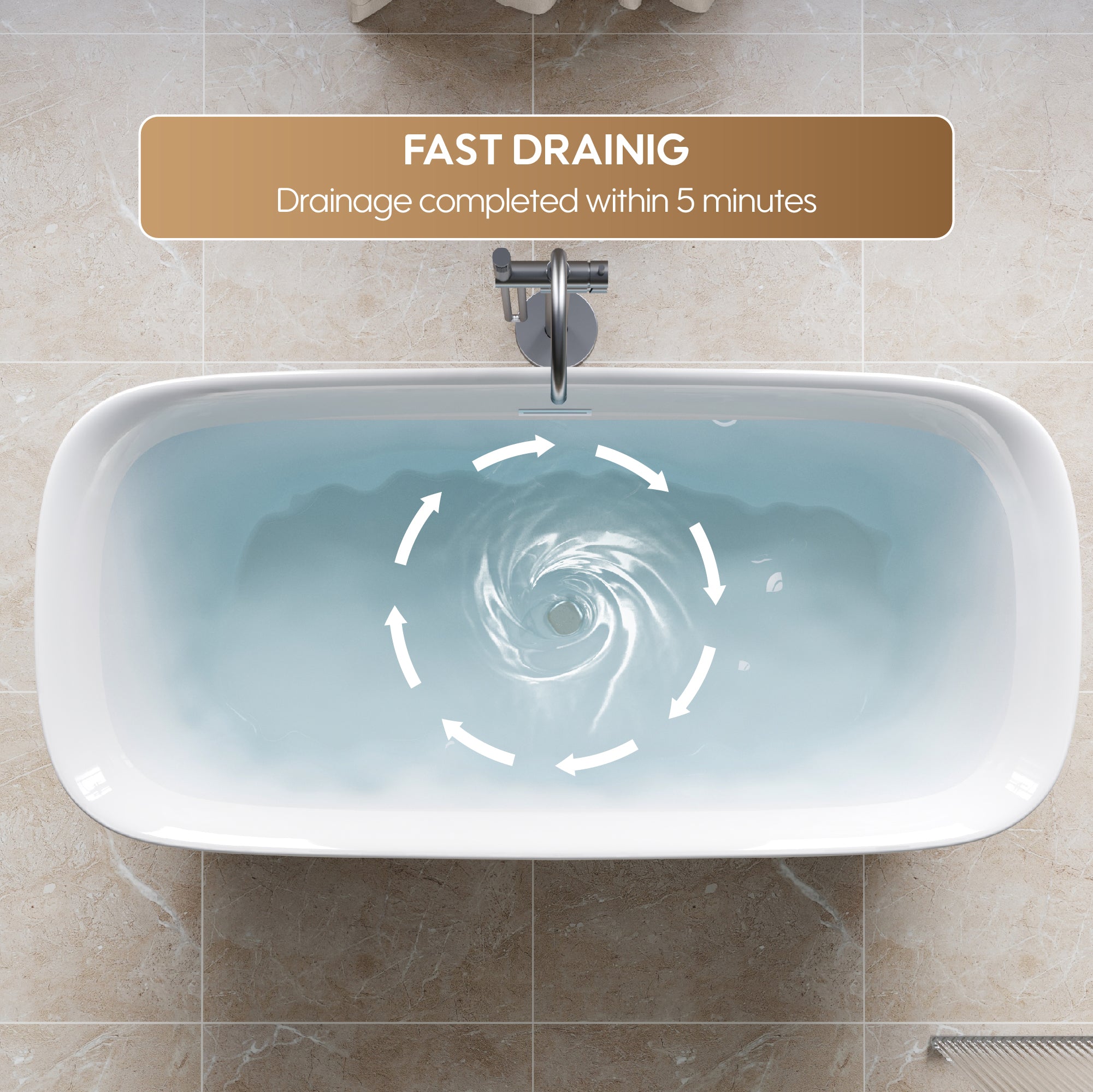 67" Acrylic Freestanding Bathtub in Glossy White with Overflow and Drain