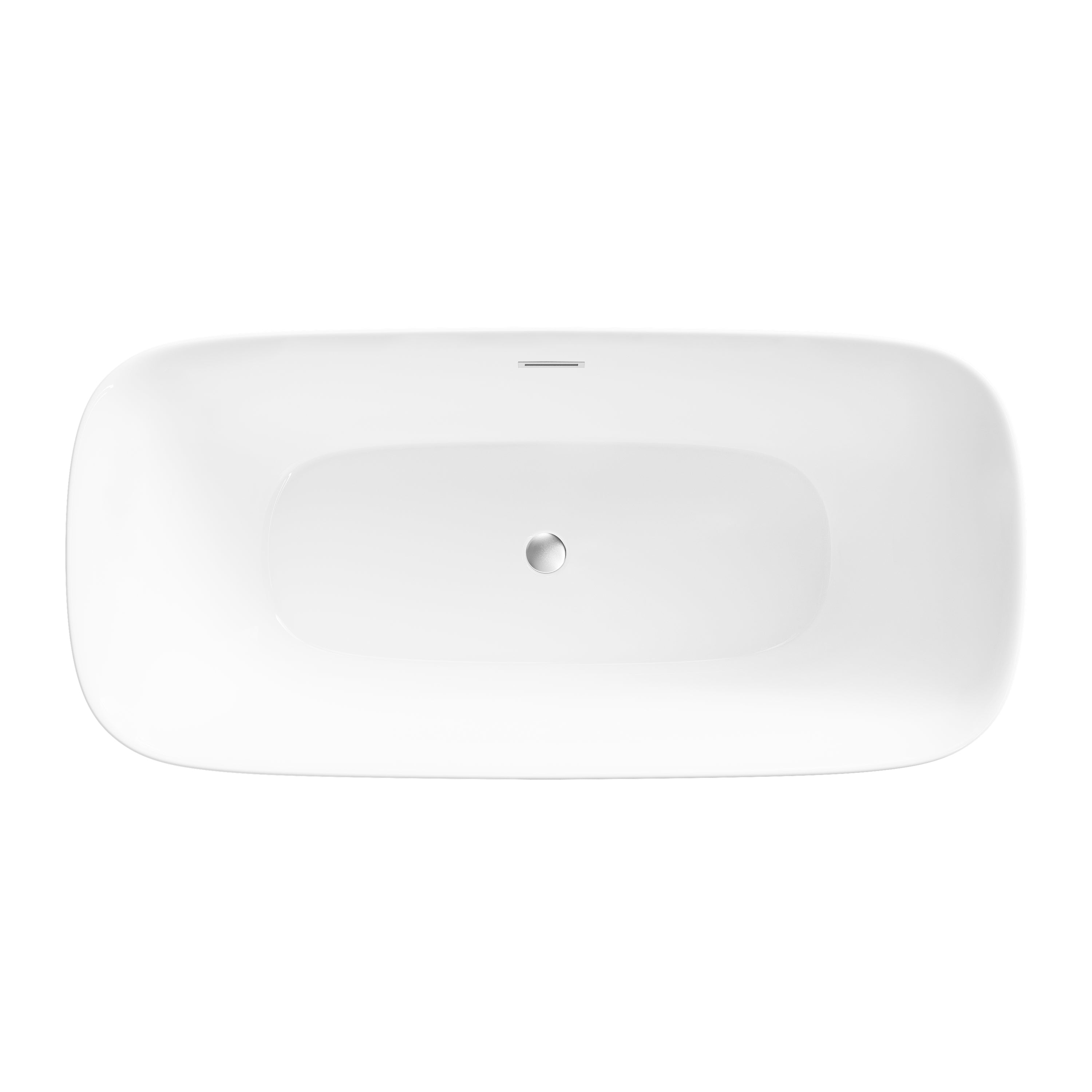 67" Acrylic Freestanding Bathtub in Glossy White with Overflow and Drain