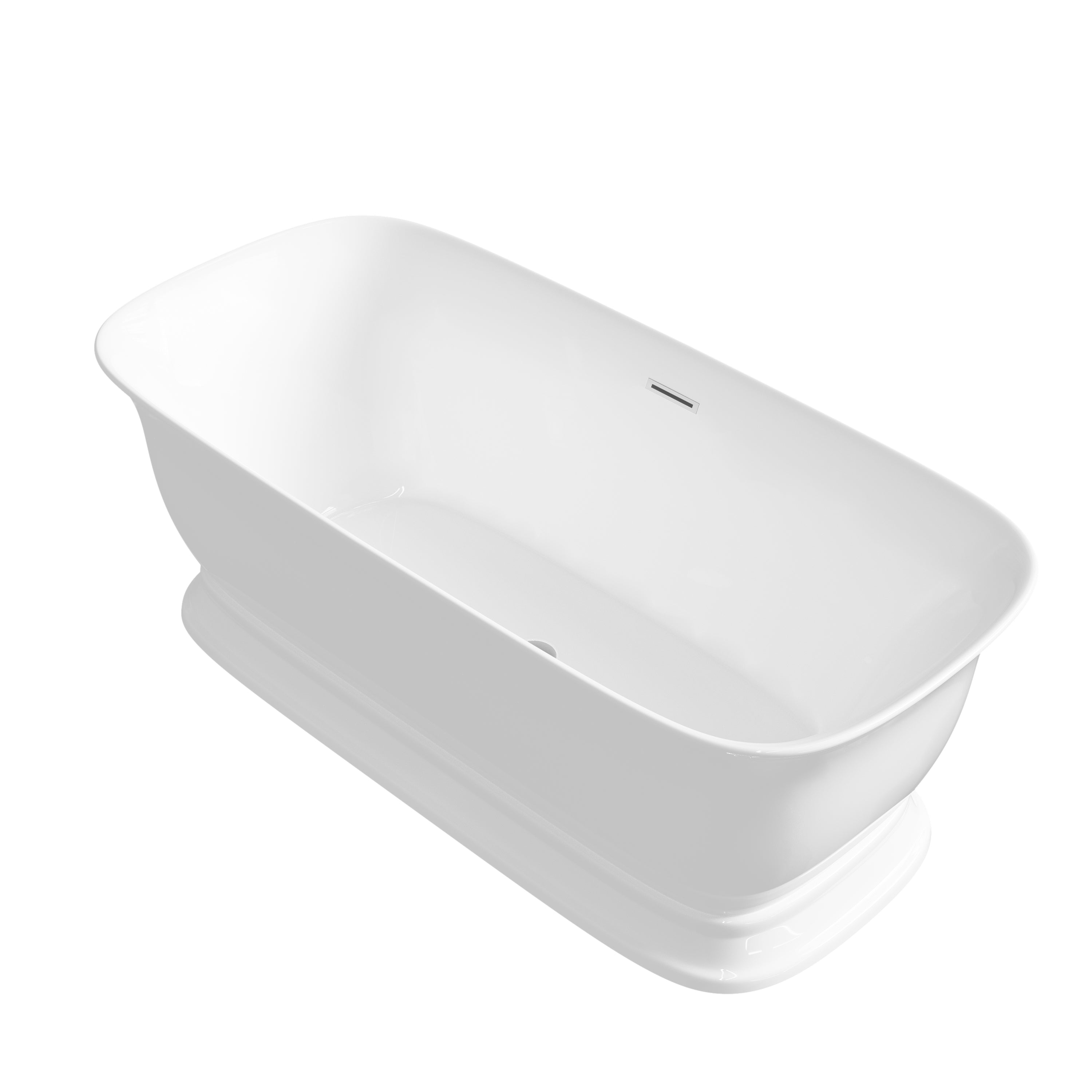 67" Acrylic Freestanding Bathtub in Glossy White with Overflow and Drain