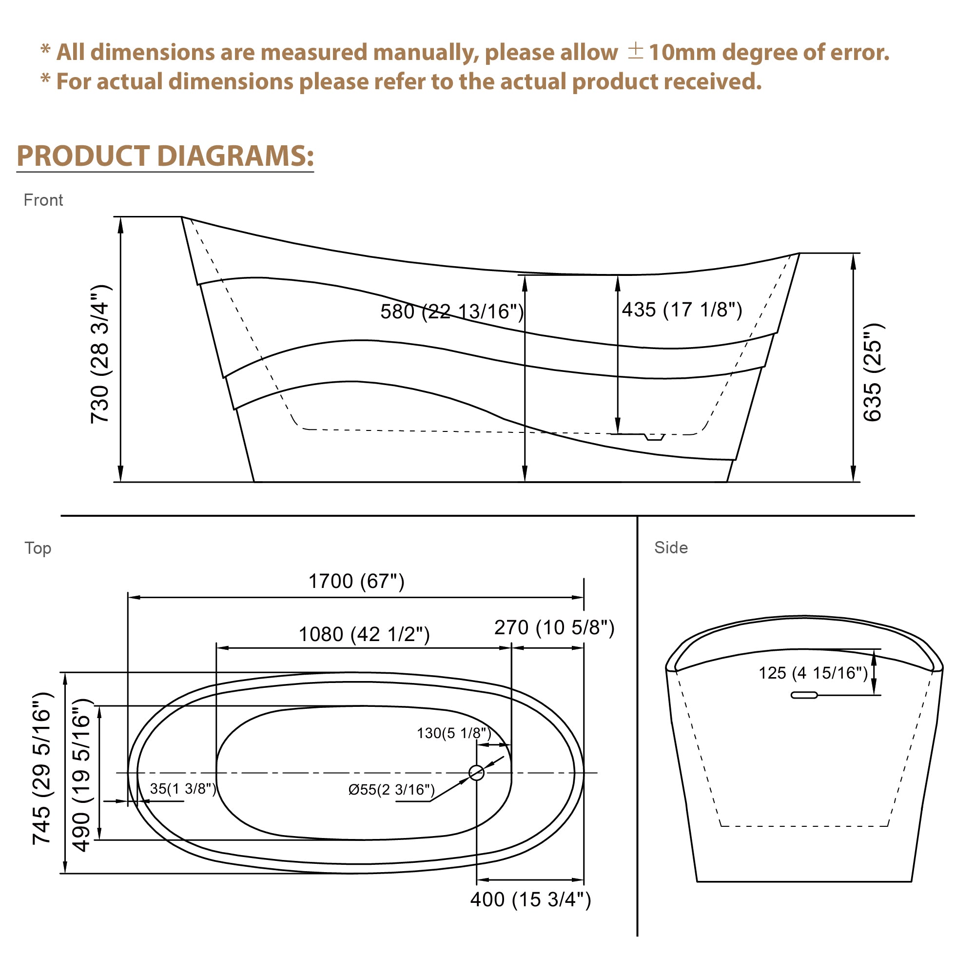 67" Acrylic Freestanding Soaking Bathtub in Glossy White with Pop-up Drainer and Groove Overflow