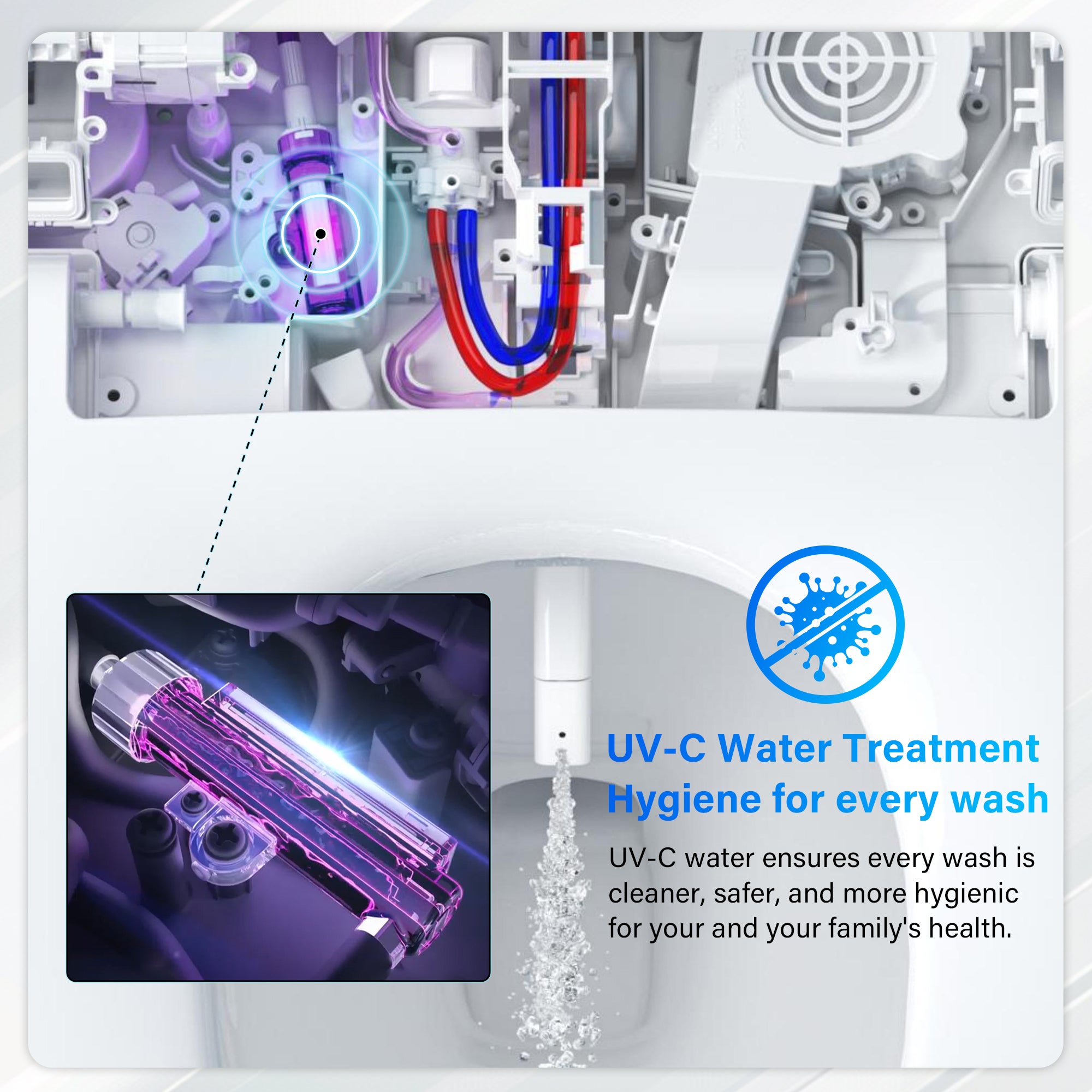 Elongated Smart Bidet Toilet in White with Built-in Tank, Foot Sensor Function, Auto Flush,12-in Rough-In 1.6 GPF