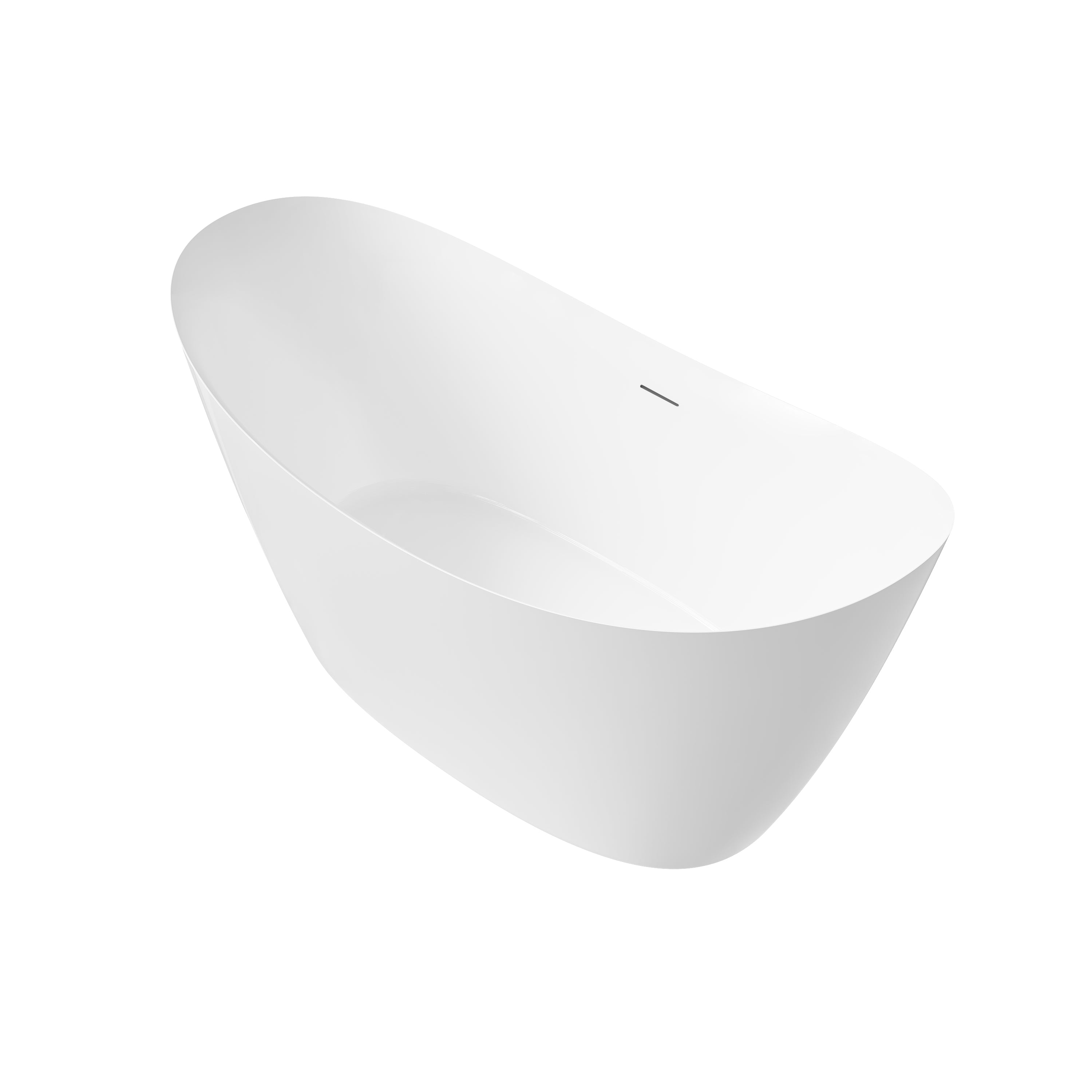 60" Acrylic Freestanding Soaking Bathtub Contemporary Soaking White Tub with Overflow and Drain