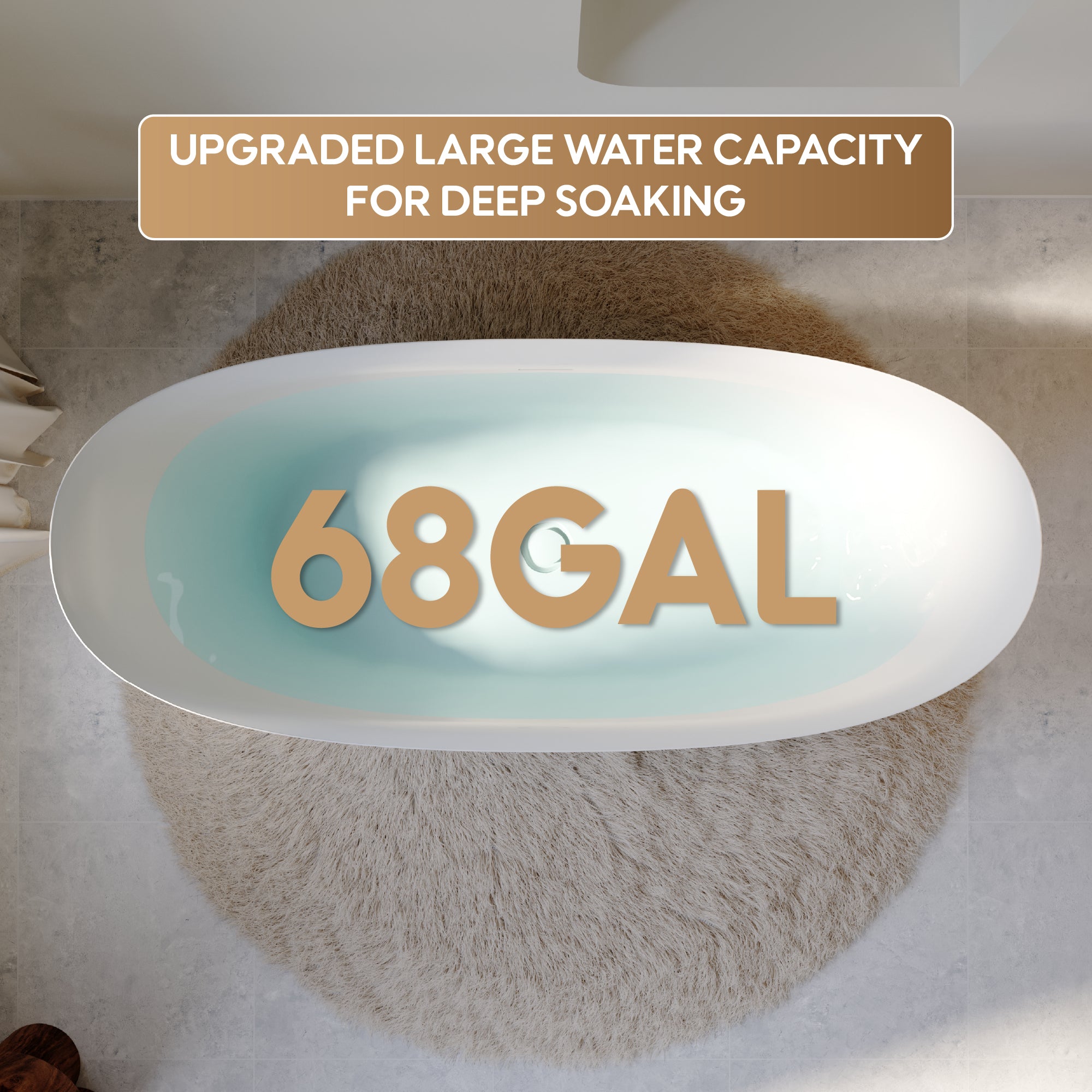 66" Acrylic Freestanding Soaking Bathtub Contemporary Soaking White Tub with Overflow and Drain