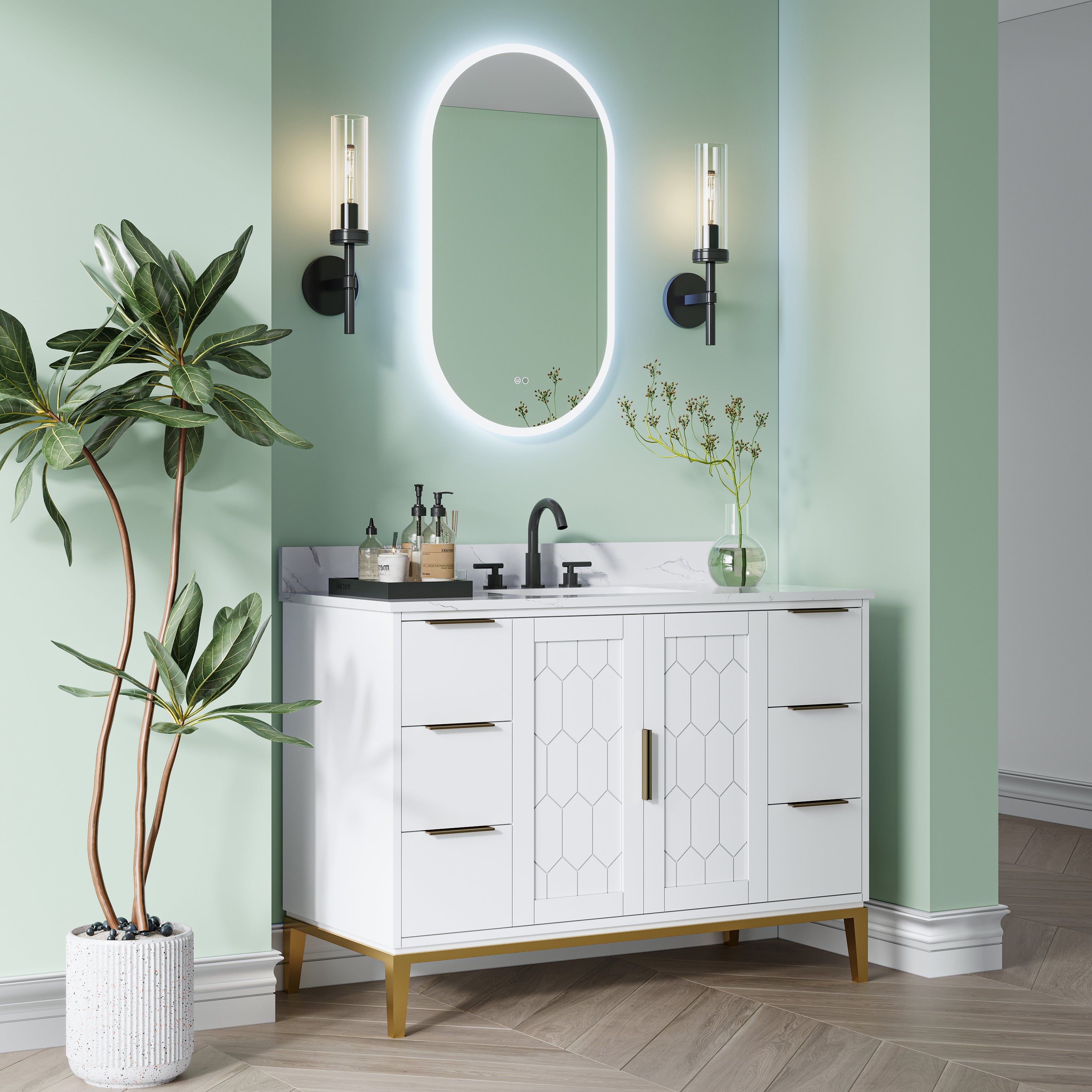 20 in. W x 36 in. H Acrylic Oval LED Frameless Mirror, Anti-Fog, Dimmable