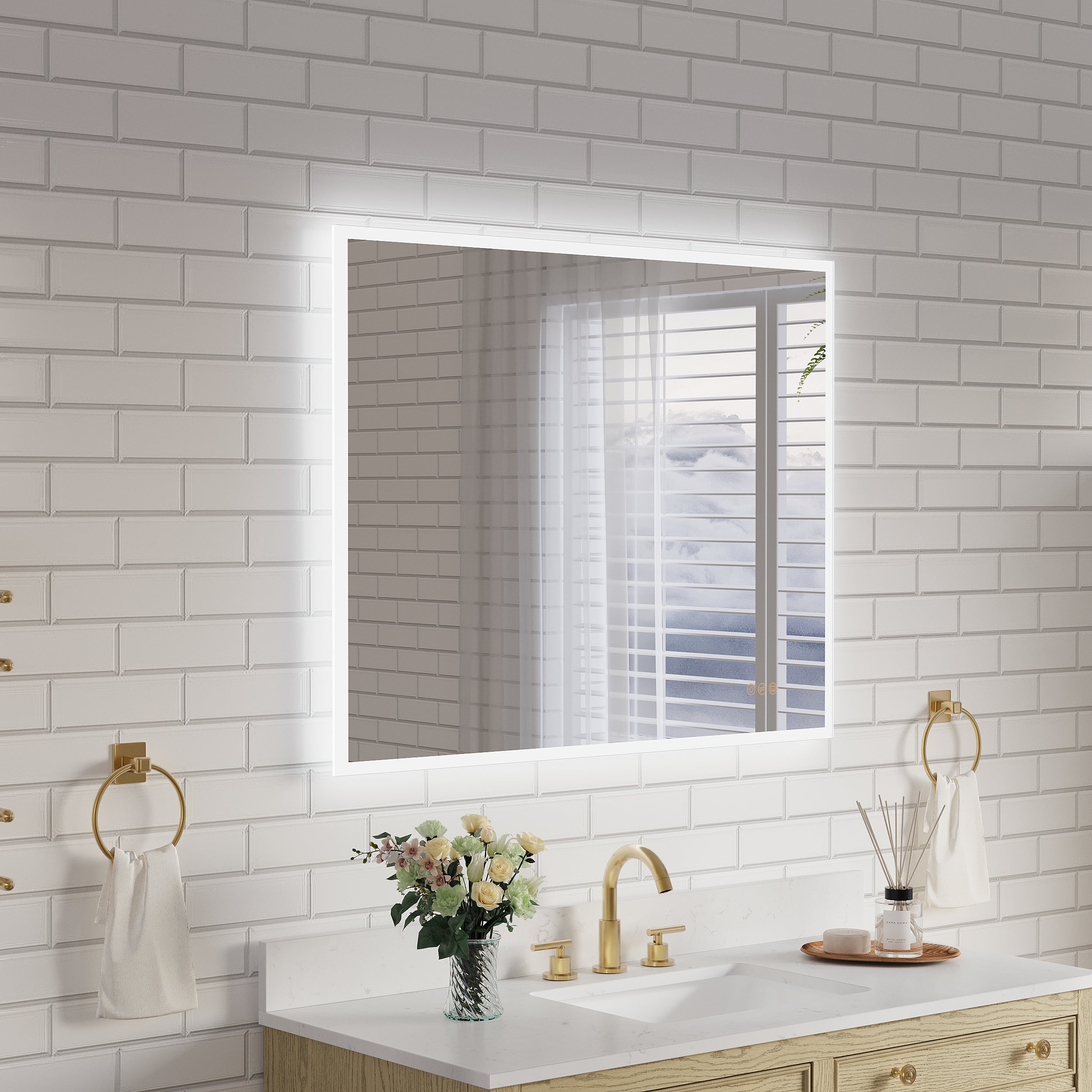 40 in. W x 32 in. H Frameless LED Frontlit & Backlit Bathroom Vanity Mirror, Dimmable & Anti-Fog, ETL Listed