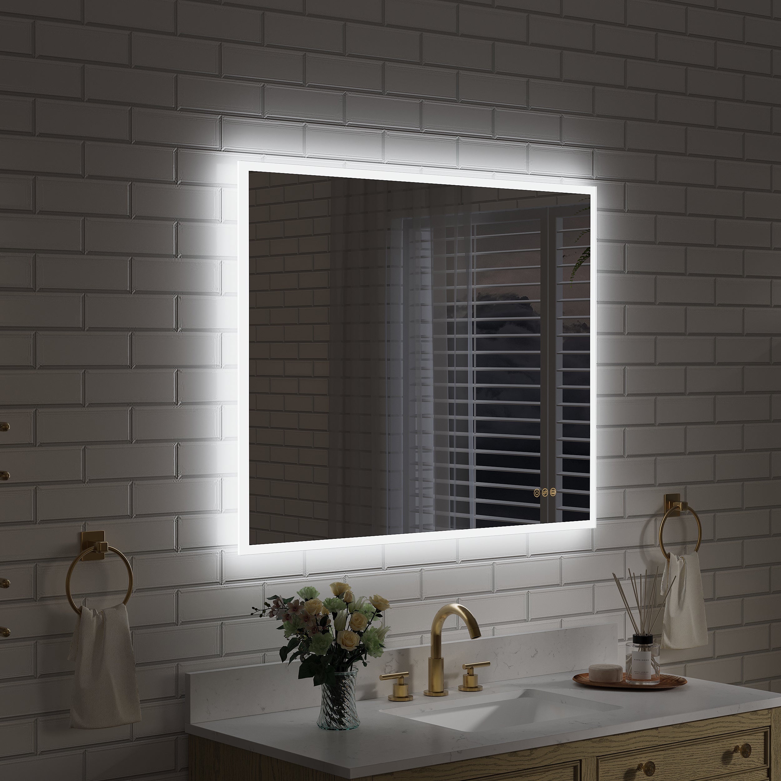 40 in. W x 32 in. H Frameless LED Frontlit & Backlit Bathroom Vanity Mirror, Dimmable & Anti-Fog, ETL Listed