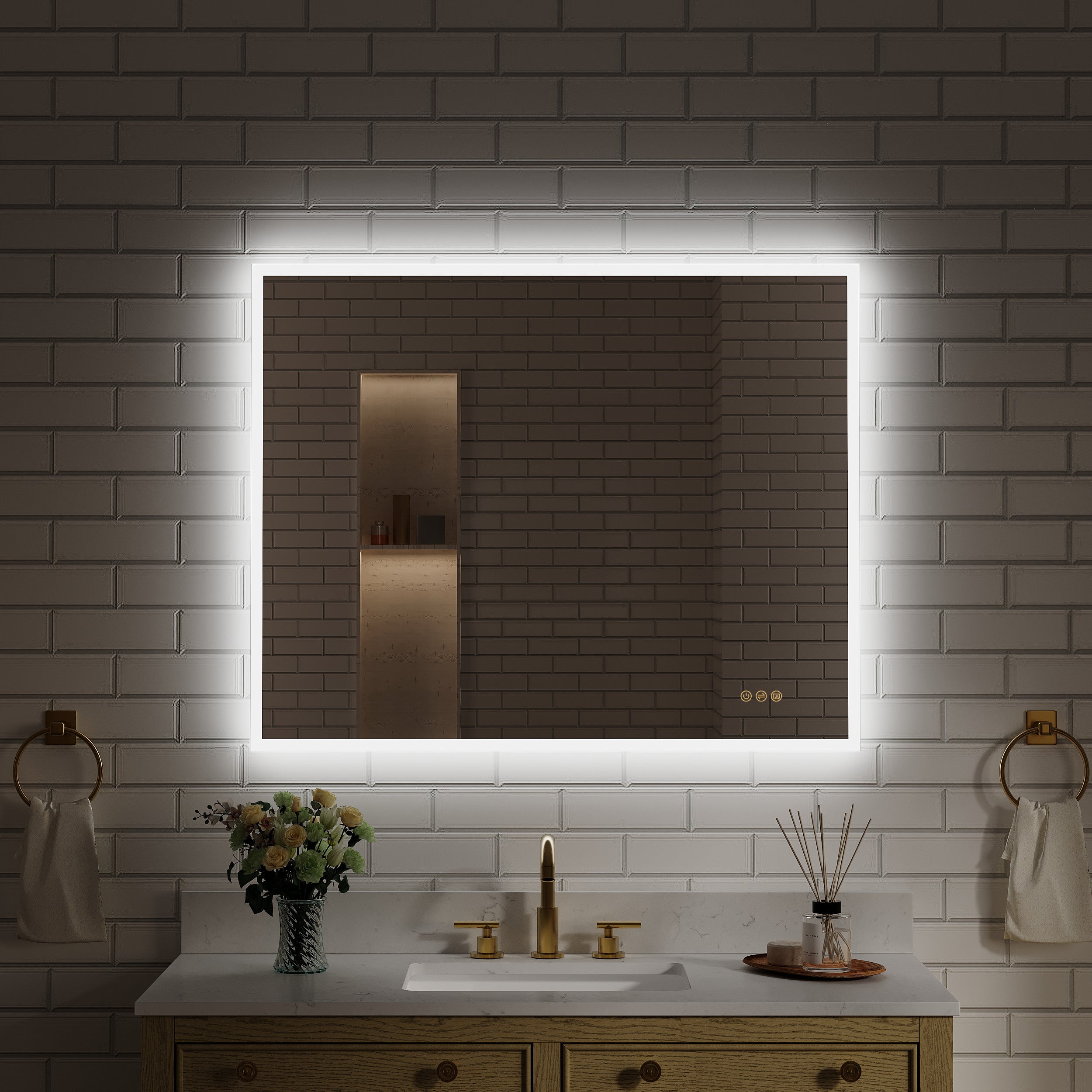 40 in. W x 32 in. H Frameless LED Frontlit & Backlit Bathroom Vanity Mirror, Dimmable & Anti-Fog, ETL Listed