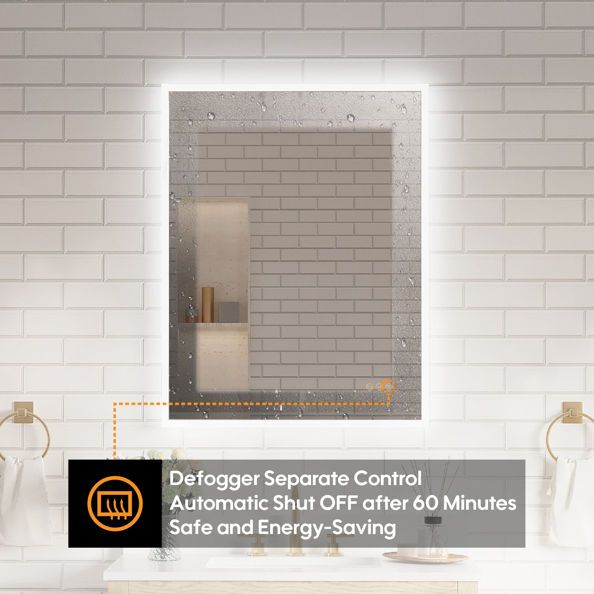 28 in. W x 36 in. H Frameless LED Frontlit & Backlit Bathroom Vanity Mirror, Dimmable & Anti-Fog, Wall Mounted