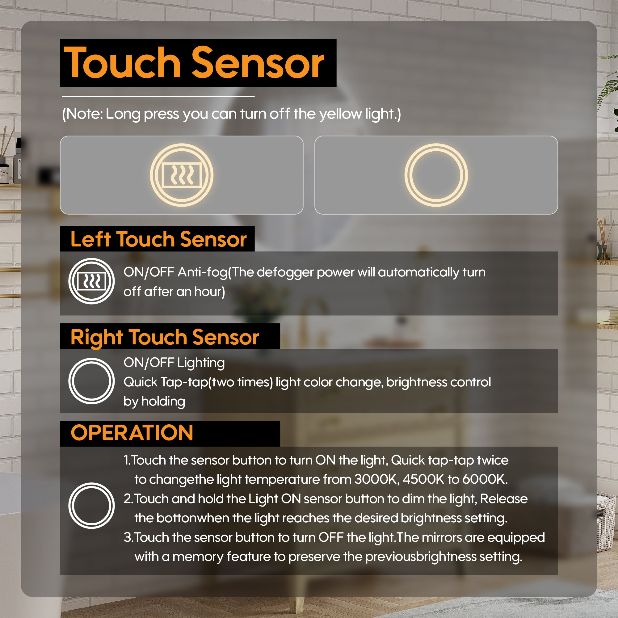 32" Round Frameless LED Bathroom Vanity Mirror, Dimmable & Anti-Fog, Frontlit & Backlit, Wall Mounted