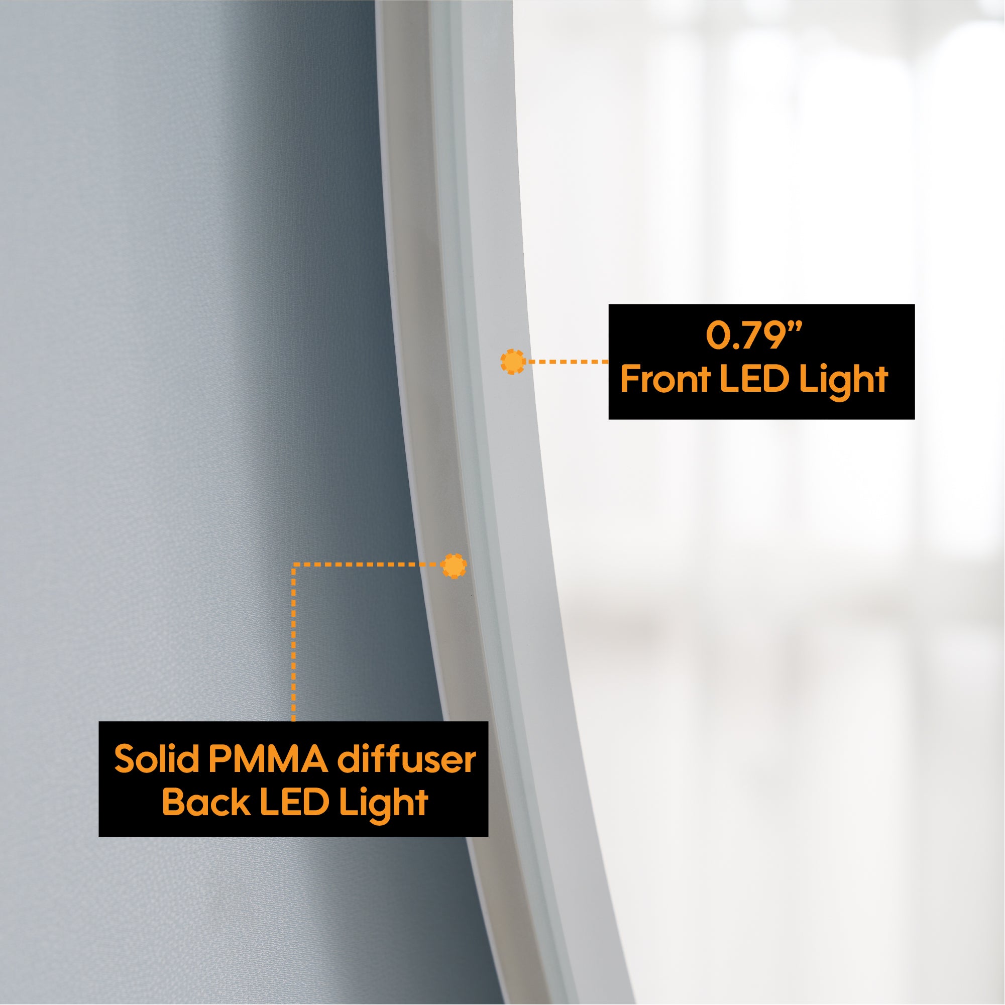 32" Round Frameless LED Bathroom Vanity Mirror, Dimmable & Anti-Fog, Frontlit & Backlit, Wall Mounted