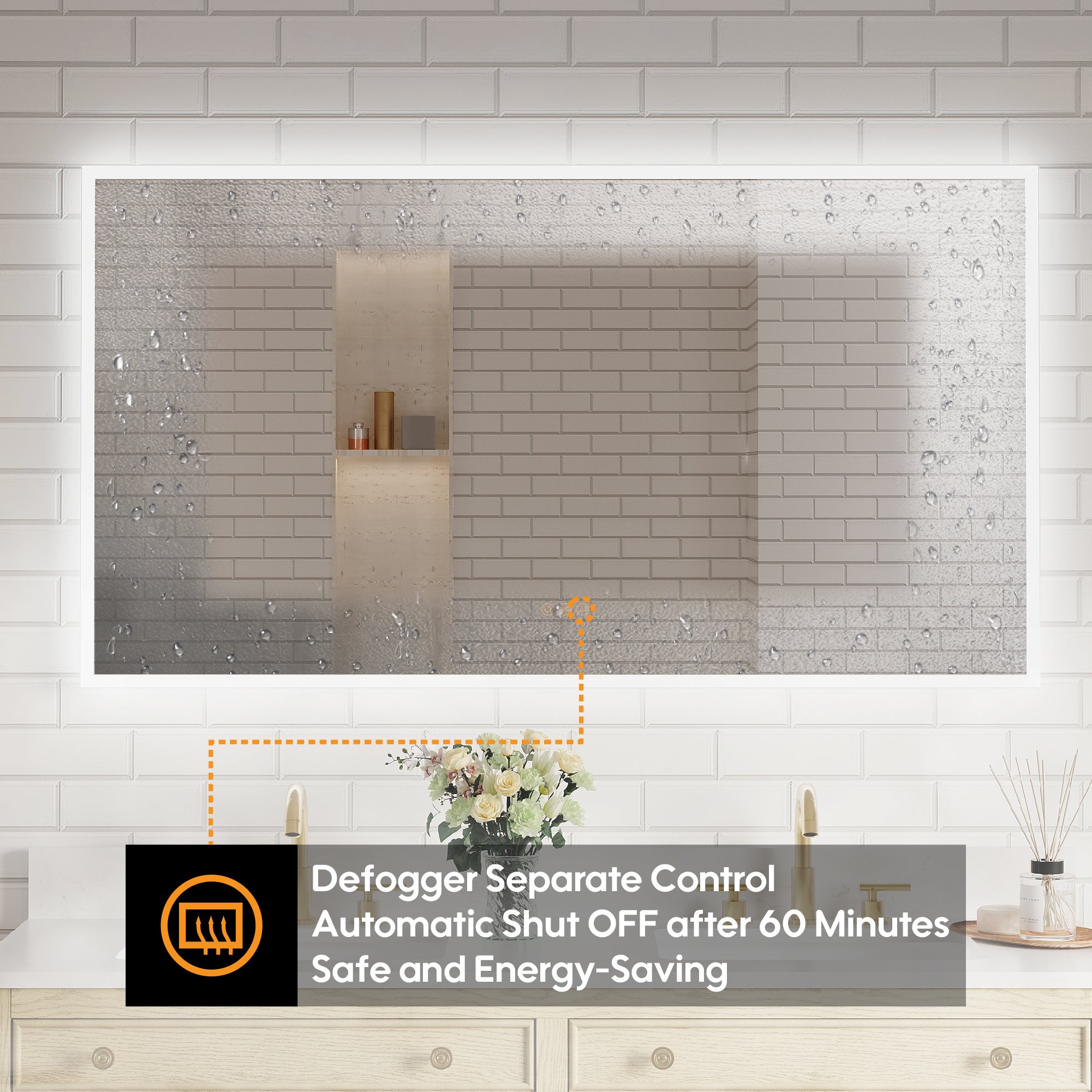 55 in. W x 30 in. H Frameless LED Frontlit & Backlit Bathroom Vanity Mirror, Dimmable & Anti-Fog, Wall Mounted