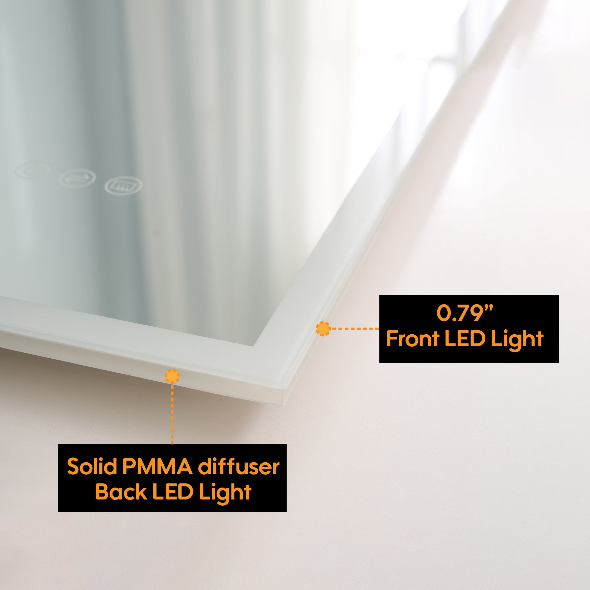 55 in. W x 30 in. H Frameless LED Frontlit & Backlit Bathroom Vanity Mirror, Dimmable & Anti-Fog, Wall Mounted