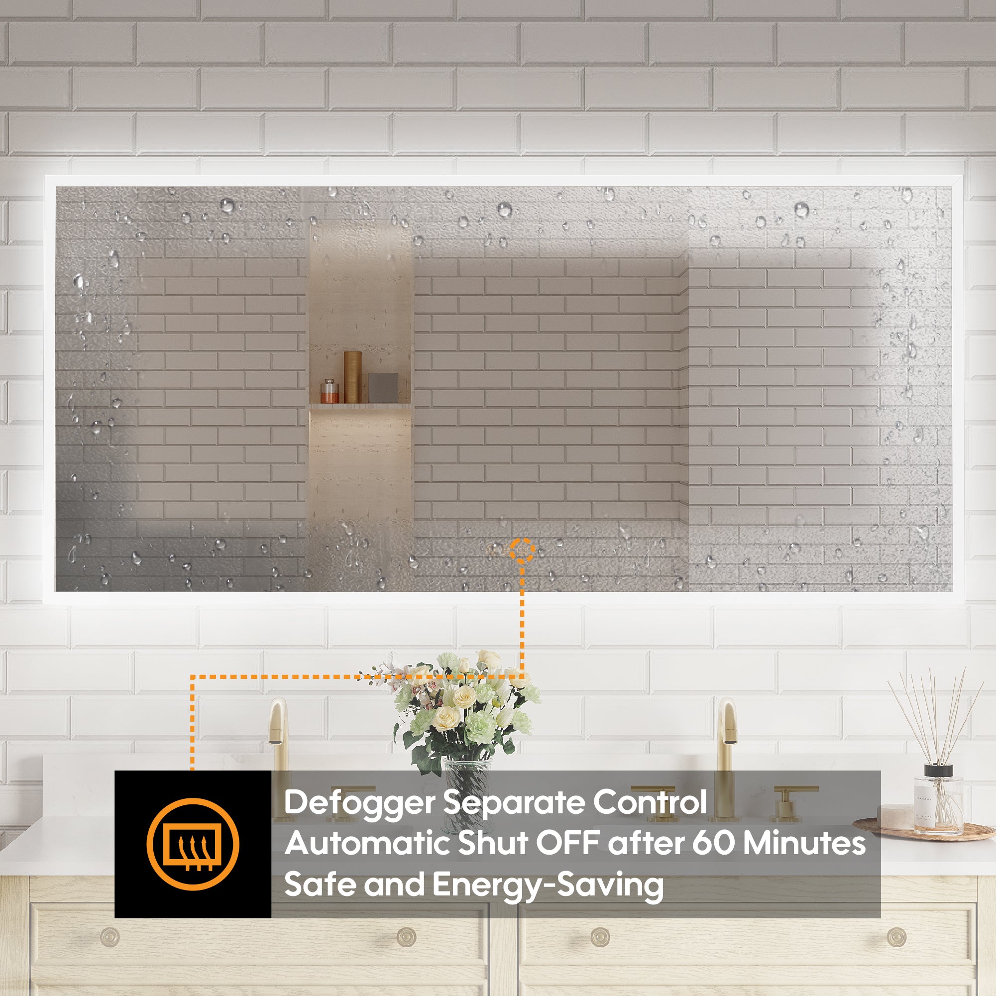 60 in. W x 28 in. H Frameless LED Frontlit & Backlit Bathroom Vanity Mirror, Dimmable & Anti-Fog, Wall Mounted
