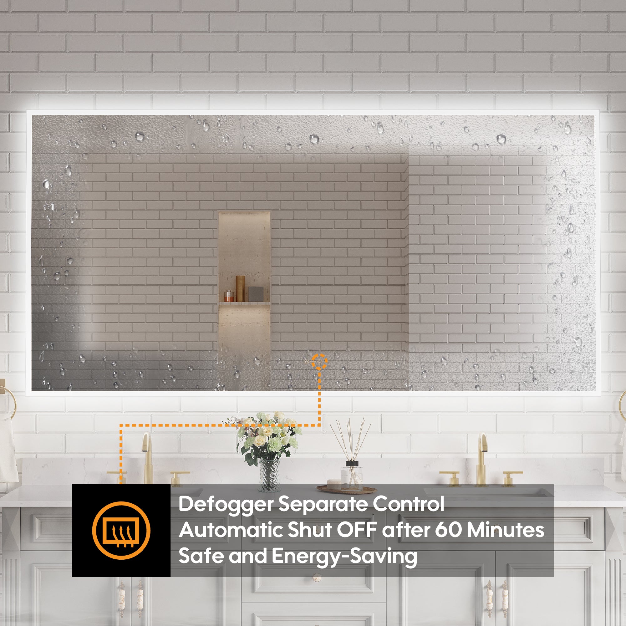 84 in. W x 42 in. H Frameless LED Frontlit & Backlit Bathroom Vanity Mirror, Dimmable & Anti-Fog, Wall Mounted