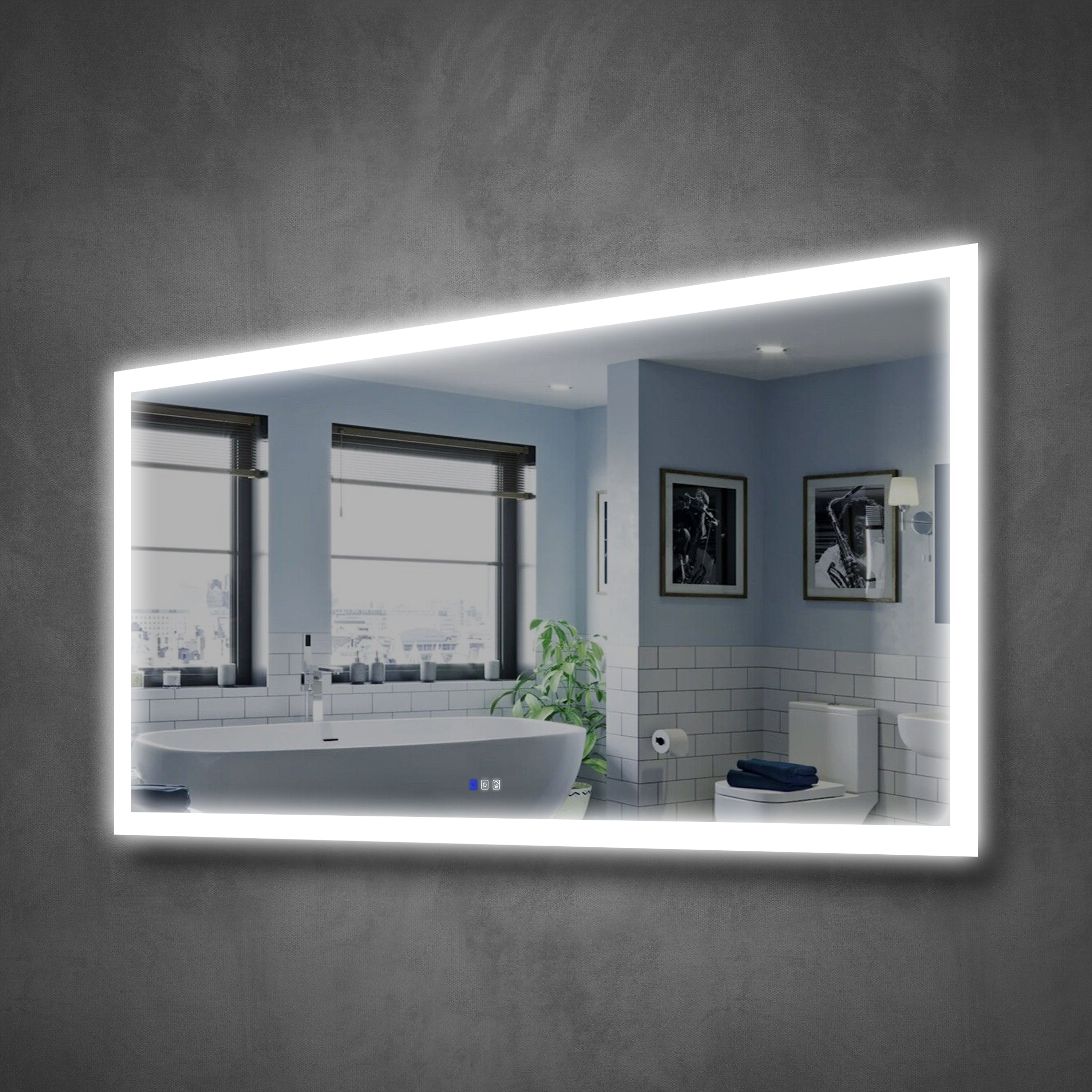 84 in. W x 42 in. H Frameless LED Bathroom Vanity Mirror, Wall Mounted Makeup Mirror with Dimmable, Anti-Fog