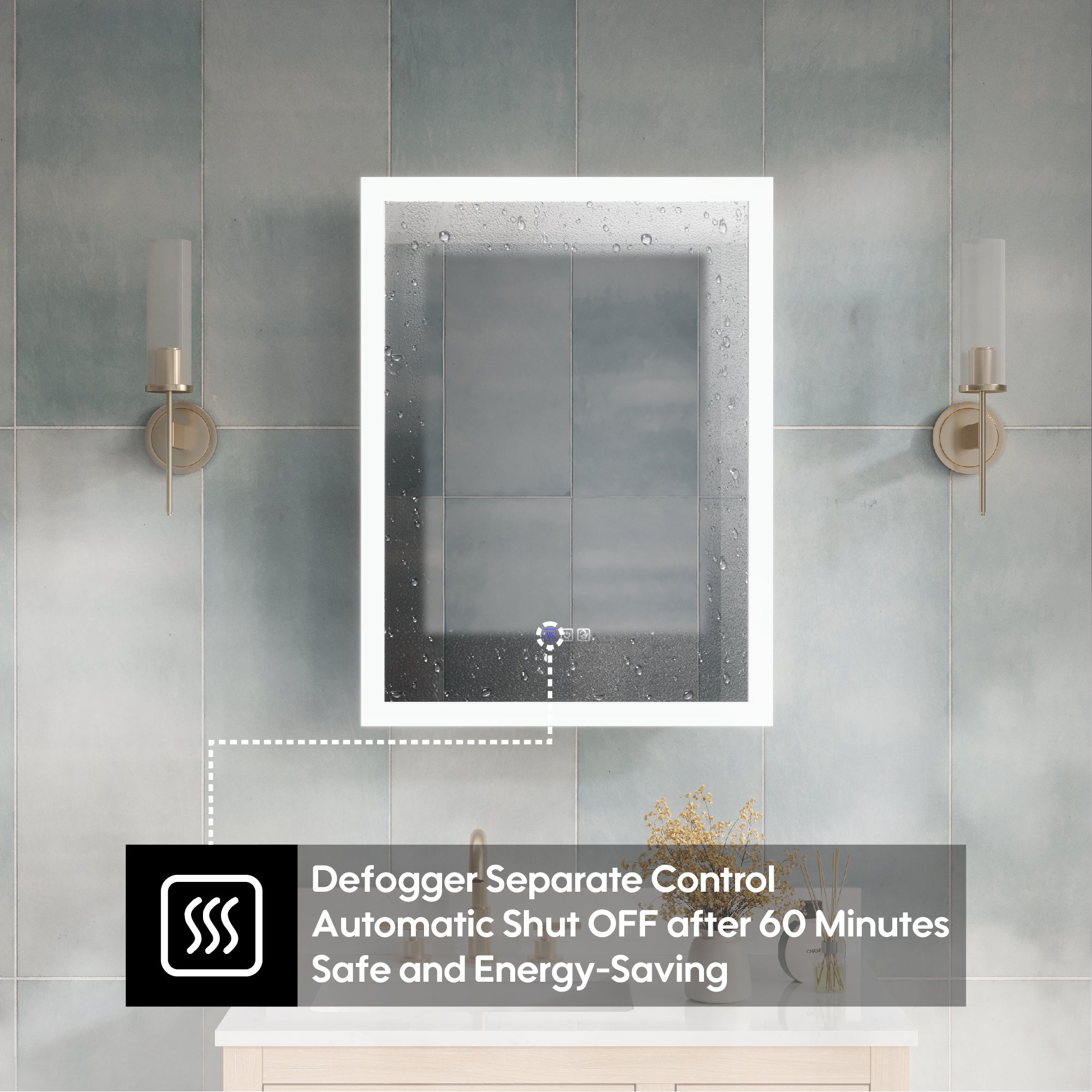 24 x 32 Inch LED Lighted Anti-fog Left Medicine Cabinet with Mirror, 3X Magnifier, Surface or Recess Mount
