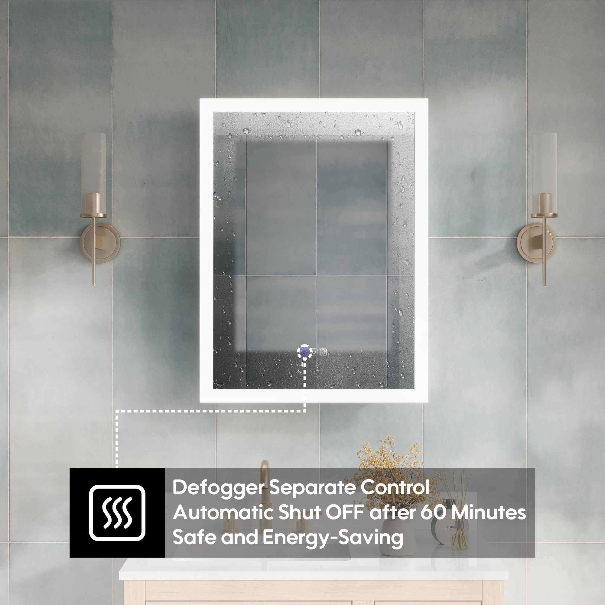 24 x 32 Inch LED Lighted Anti-fog Right Medicine Cabinet with Mirror, 3X Magnifier, Surface or Recess Mount