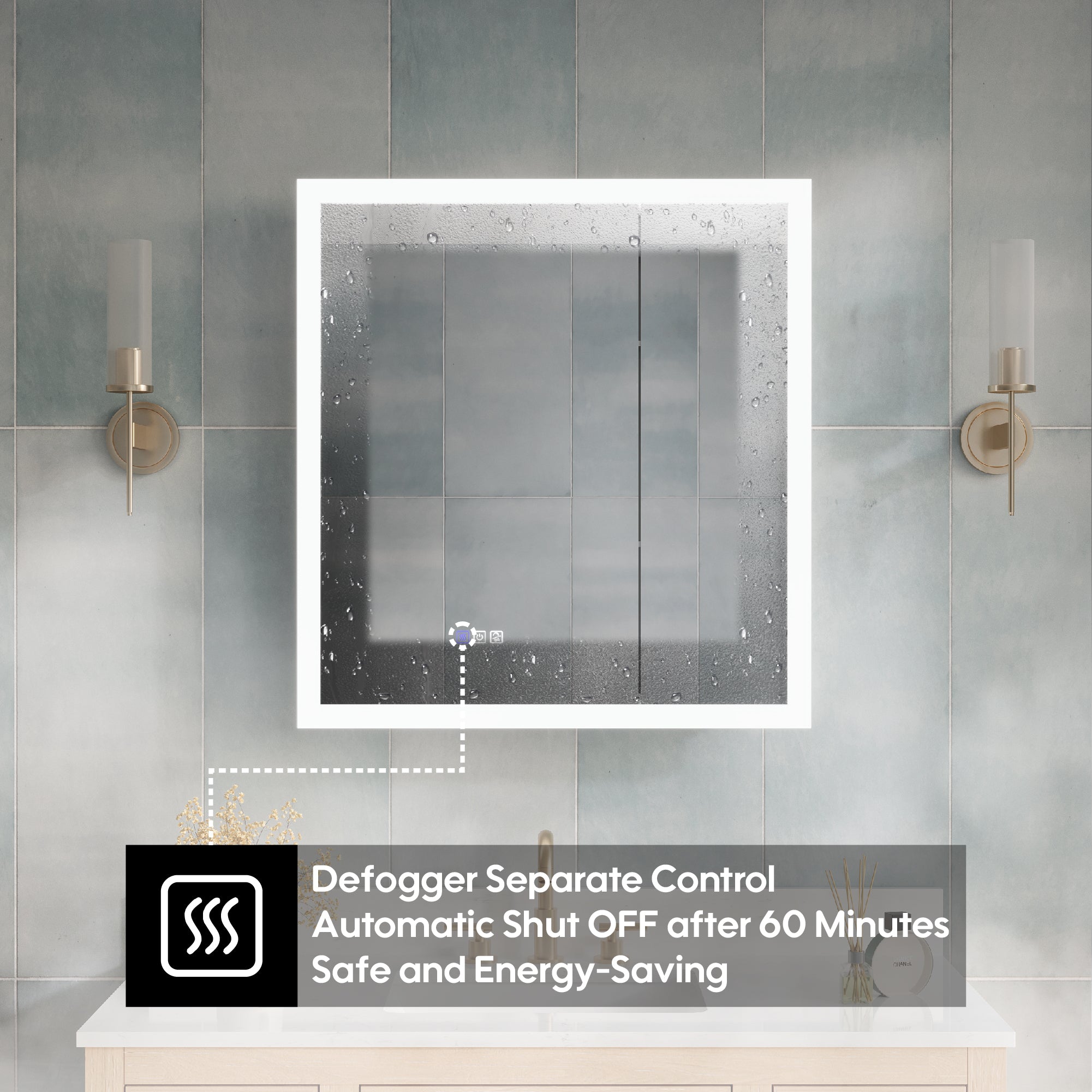 30 x 32 Inch LED Lighted Anti-fog Medicine Cabinet with Mirror, 3X Magnifier, Surface or Recess Mount
