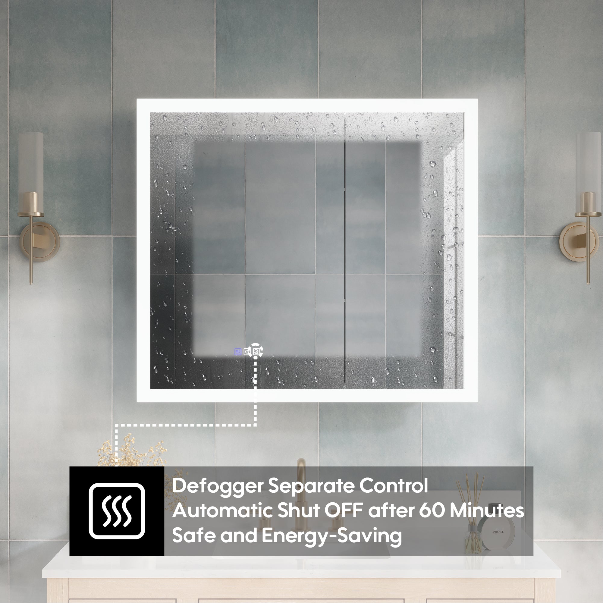 36 x 32 Inch LED Lighted Anti-fog Medicine Cabinet with Mirror, 3X Magnifier, Surface or Recess Mount