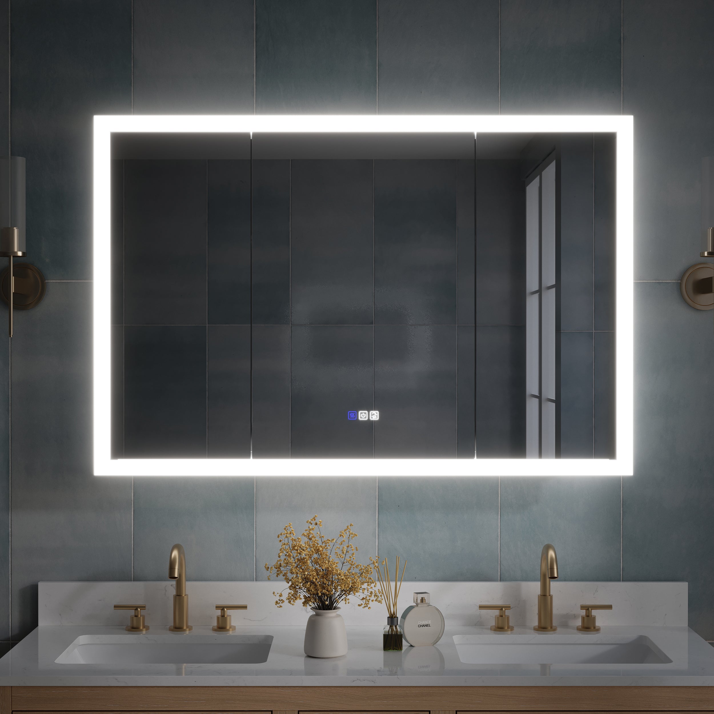 48 x 32 Inch LED Lighted Anti-fog Medicine Cabinet with Mirror, 3X Magnifier, Surface or Recess Mount