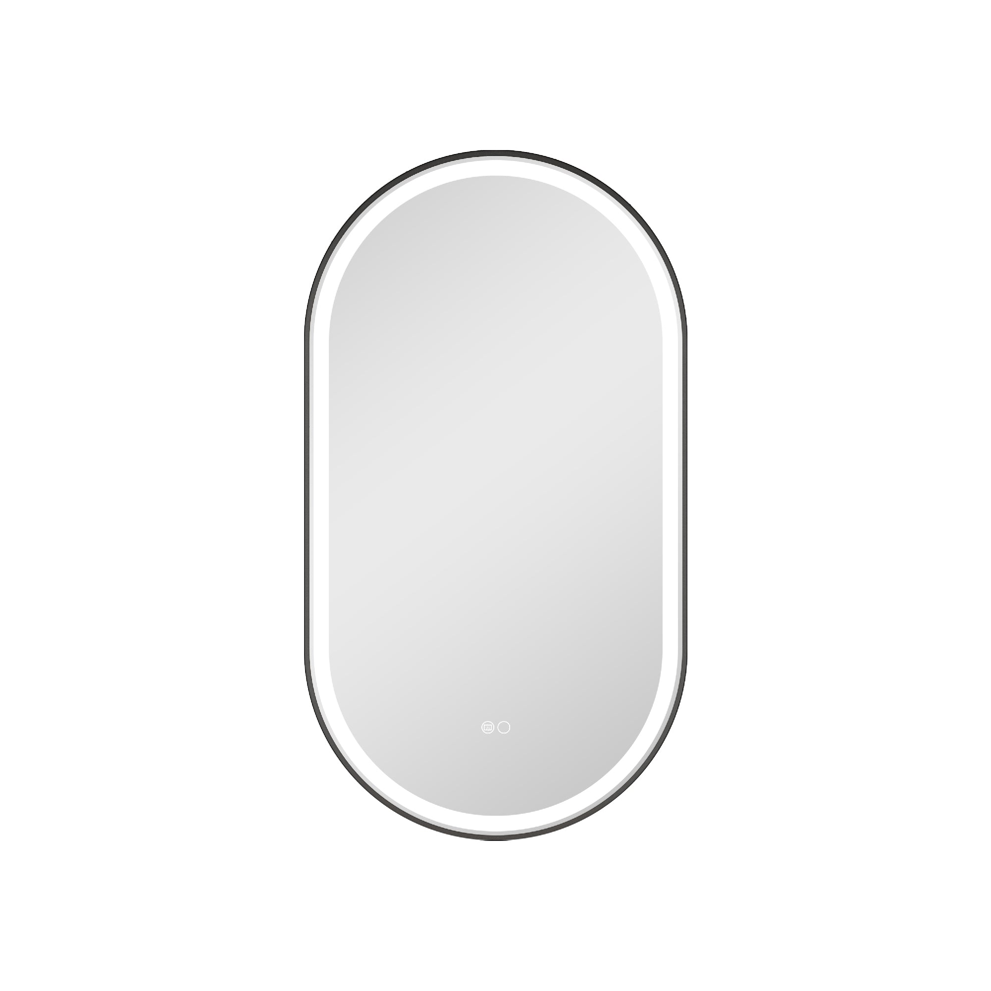 20 in. W x 36 in. H Oval Framed LED Wall-Mounted Bathroom Vanity Mirror in Matte Black
