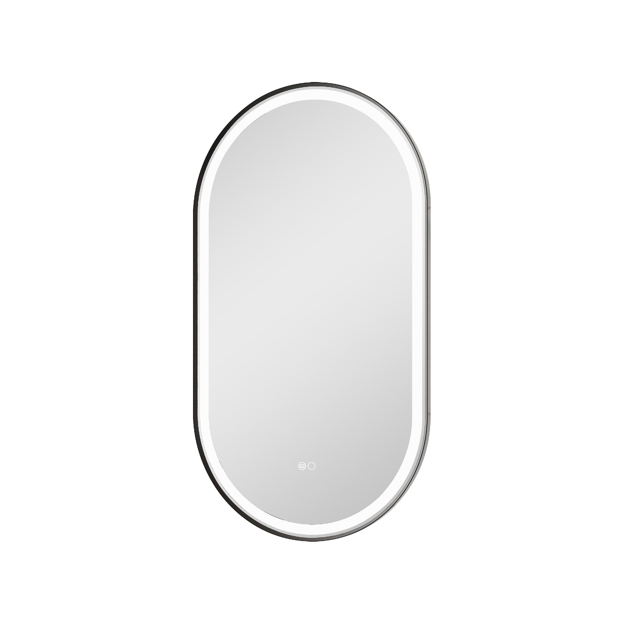 20 in. W x 36 in. H Oval Framed LED Wall-Mounted Bathroom Vanity Mirror in Matte Black