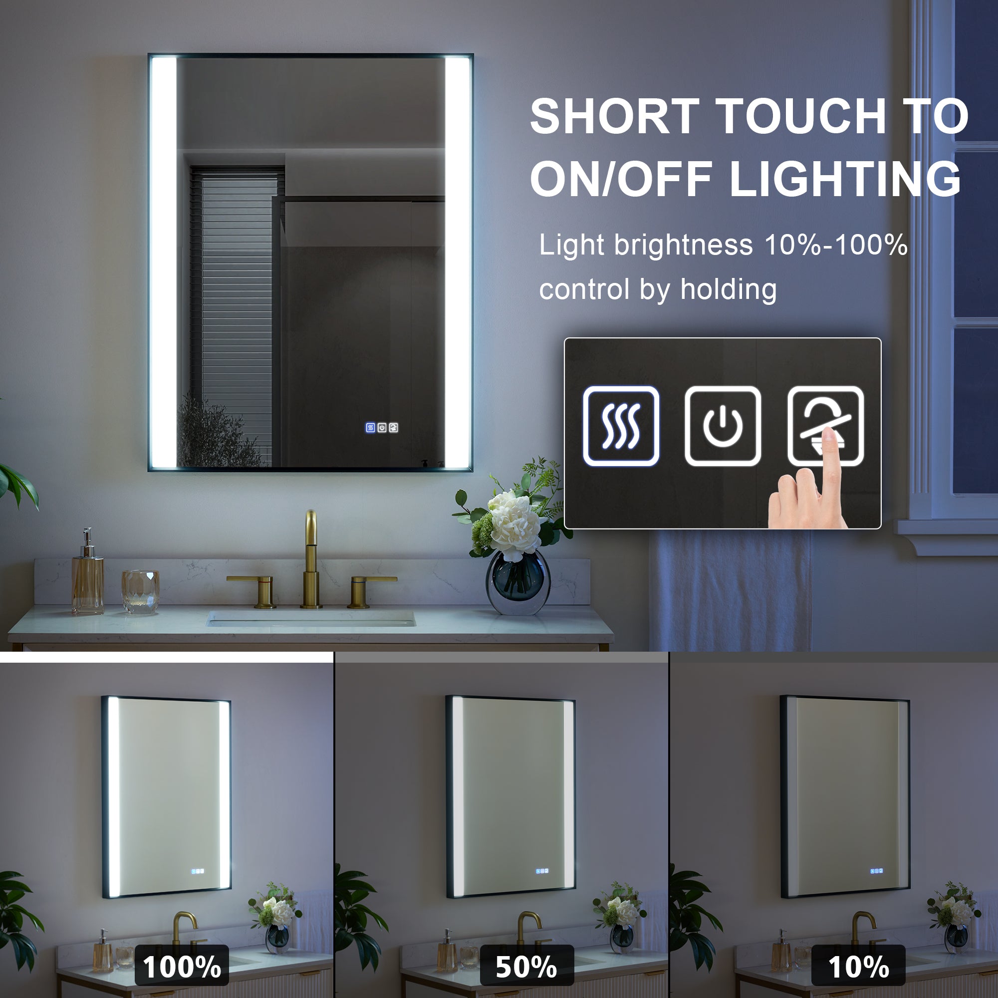 28 in. x 36 in. LED Light Bathroom Mirror with Anti-Fog Function