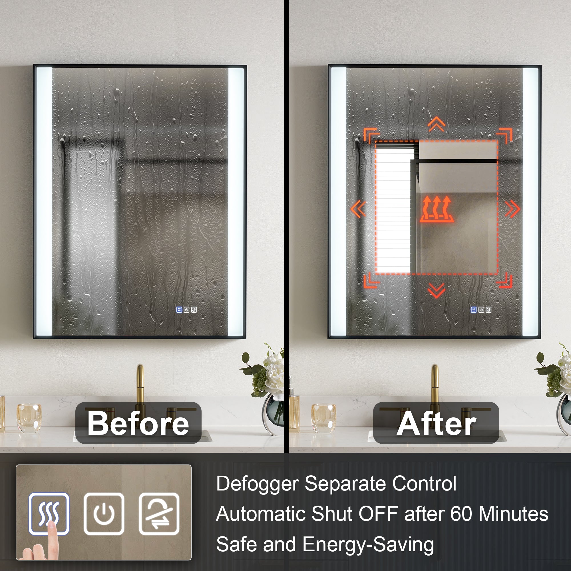 28 in. x 36 in. LED Light Bathroom Mirror with Anti-Fog Function