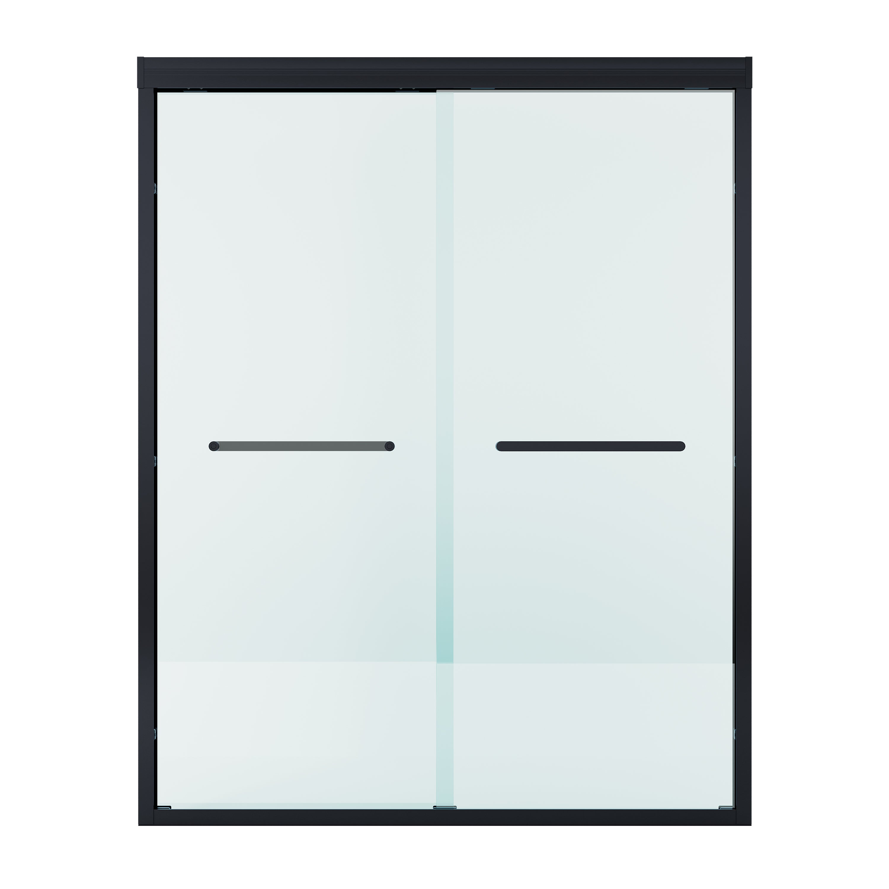 56–60 Inch Double Sliding Shower Door with Matte Black Aluminum Alloy Frame and 1/4" Tempered Clear Glass