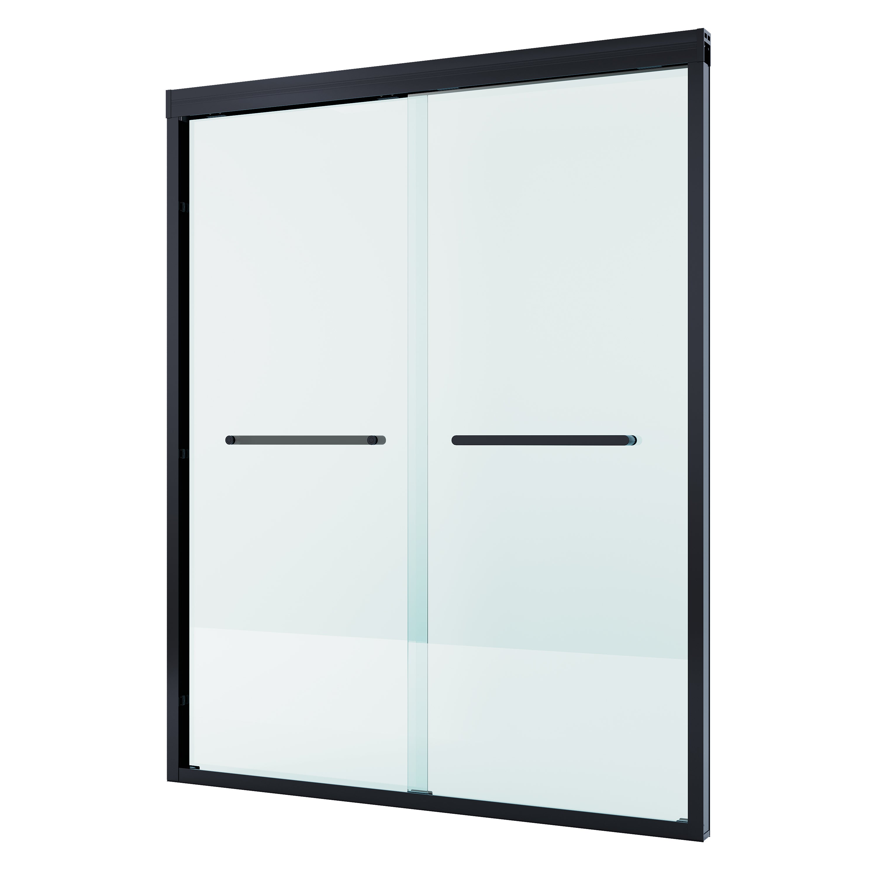 56–60 Inch Double Sliding Shower Door with Matte Black Aluminum Alloy Frame and 1/4" Tempered Clear Glass