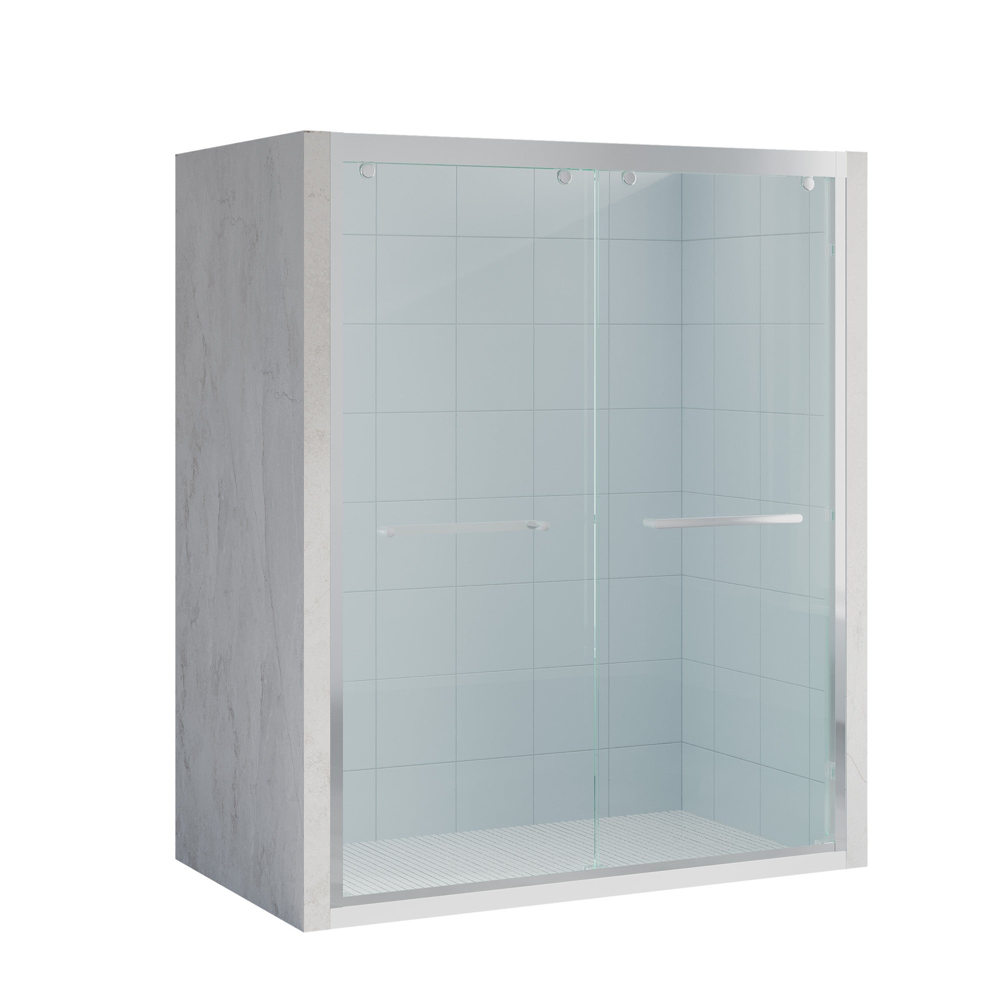 56–60 Inch Double Sliding Shower Door with Chrome Aluminum Alloy Frame and 5/16" Tempered Clear Glass