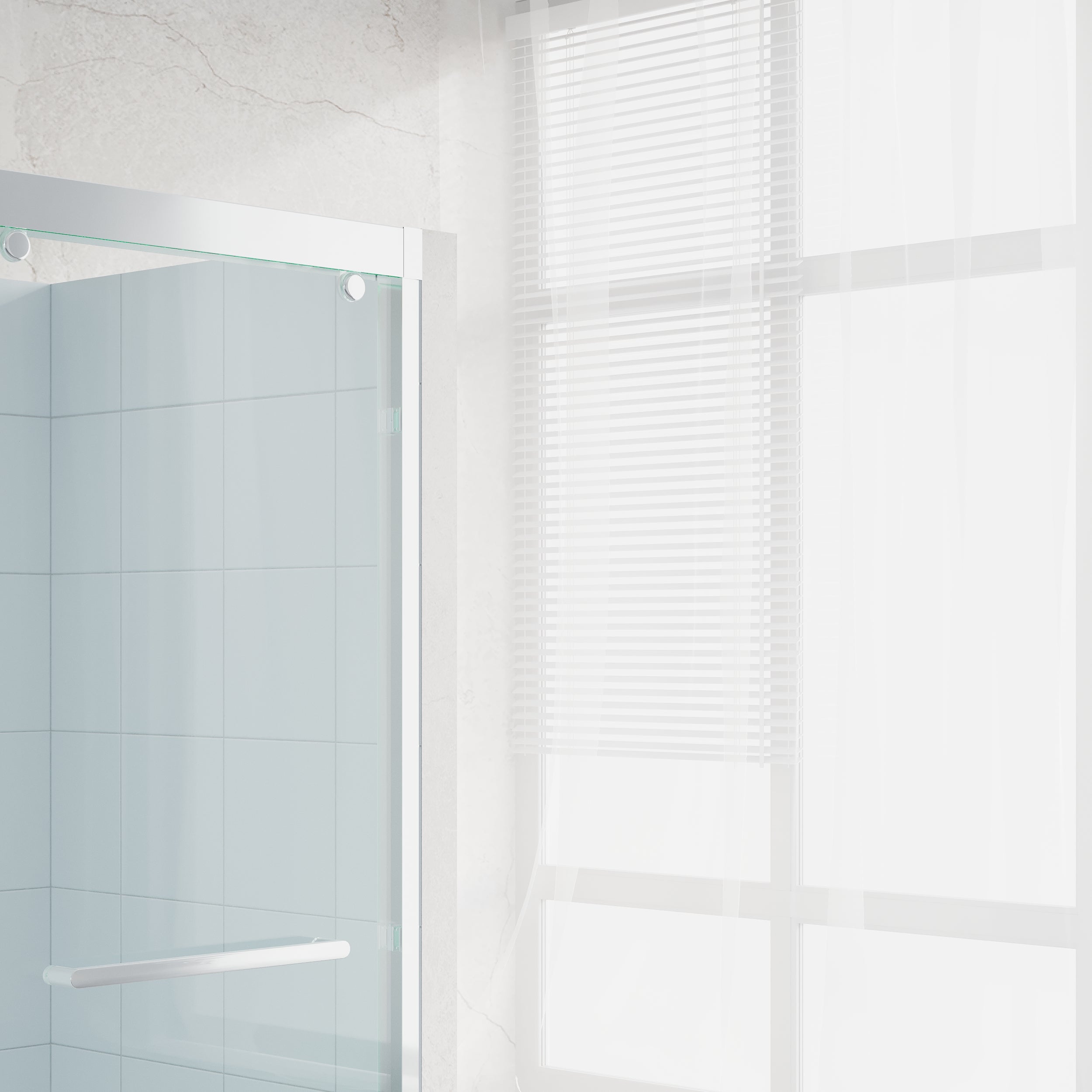 56–60 Inch Double Sliding Shower Door with Chrome Aluminum Alloy Frame and 5/16" Tempered Clear Glass