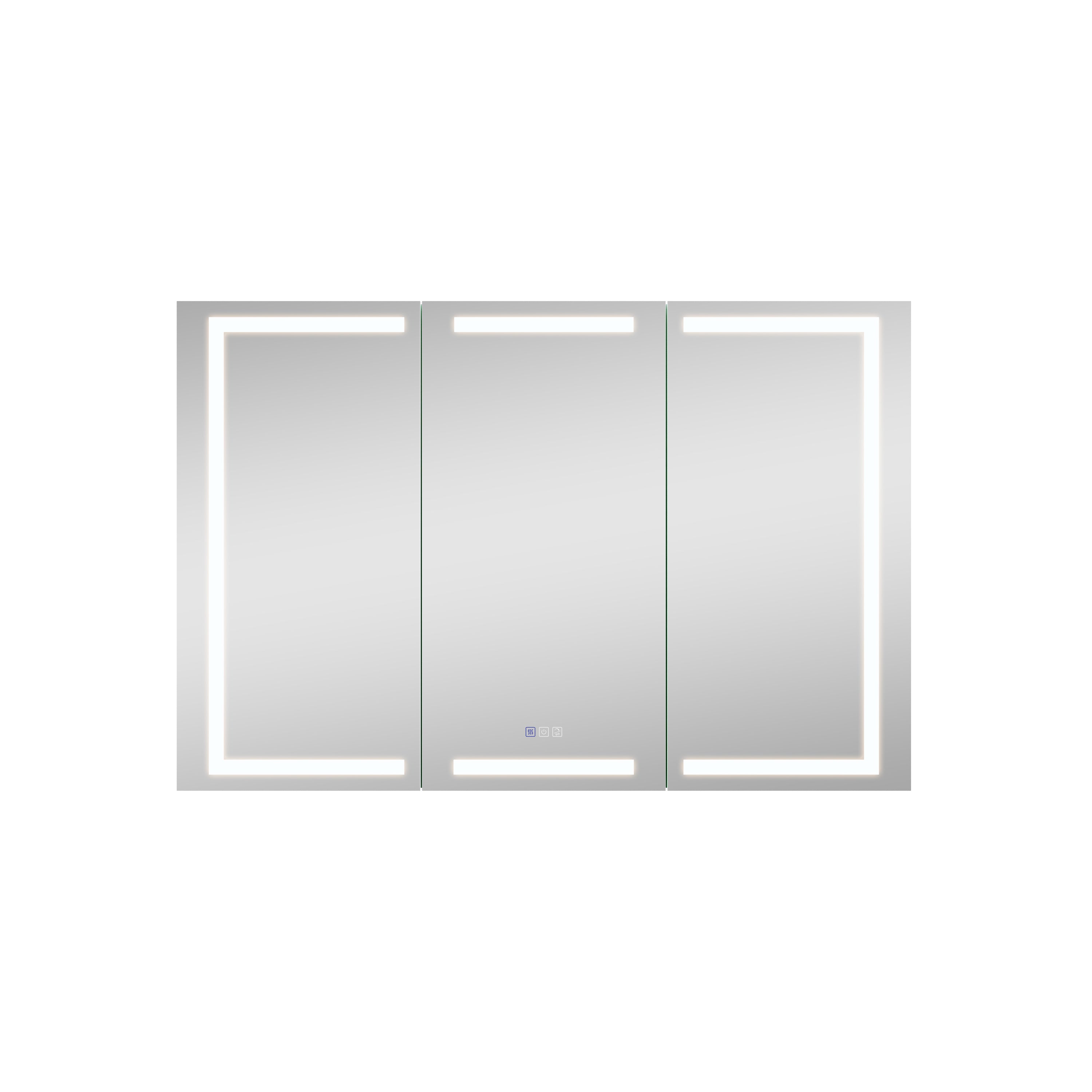 54 in. x 36 in. Aluminum LED Bathroom Medicine Cabinet with Anti-Fog, Dimmable Lighting, Outlet, Surface or Recessed Mount