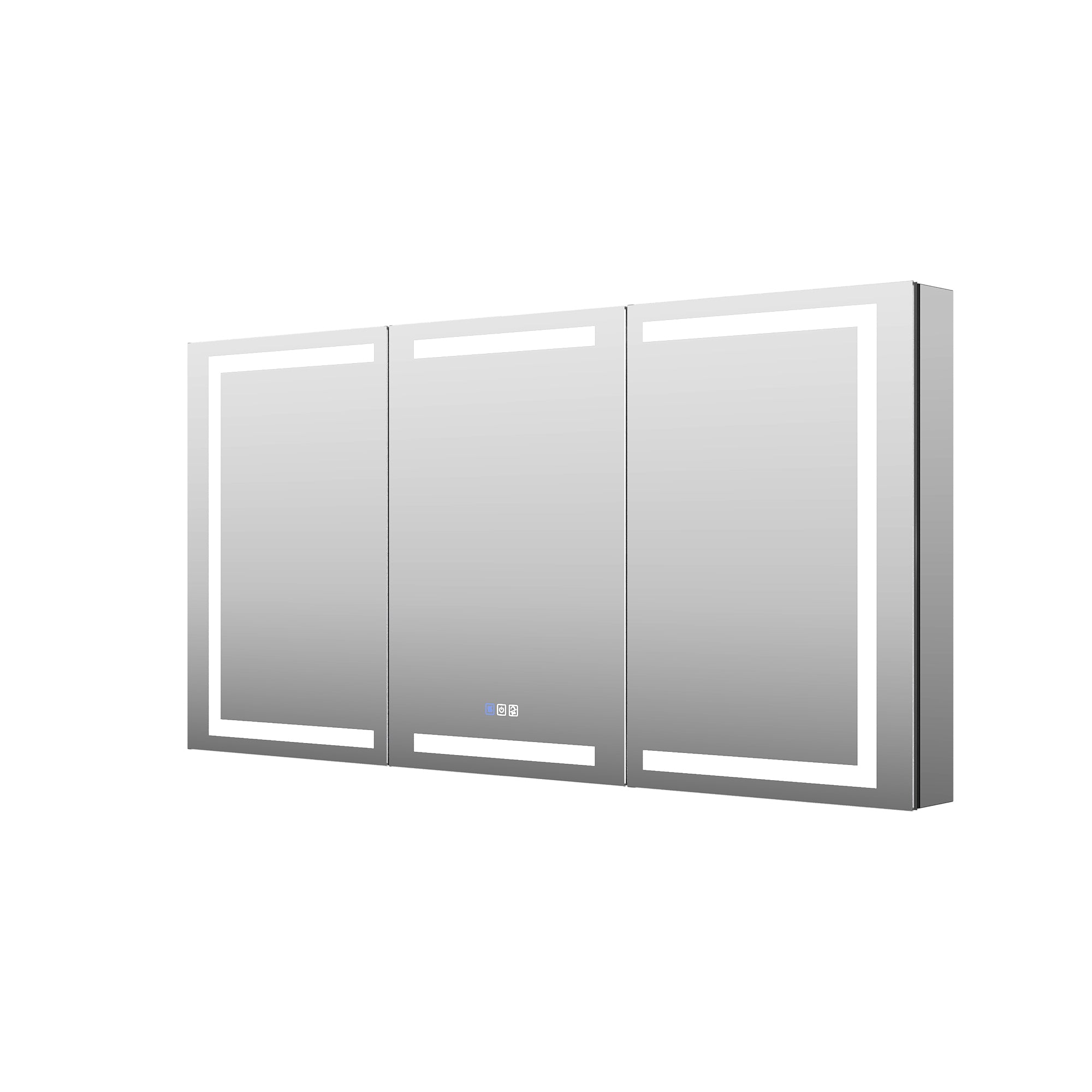 60 in. x 30 in. LED Lighted Aluminum Bathroom Medicine Cabinet with Anti-Fog, Dimmable Lighting, Outlet, Surface or Recessed Mount