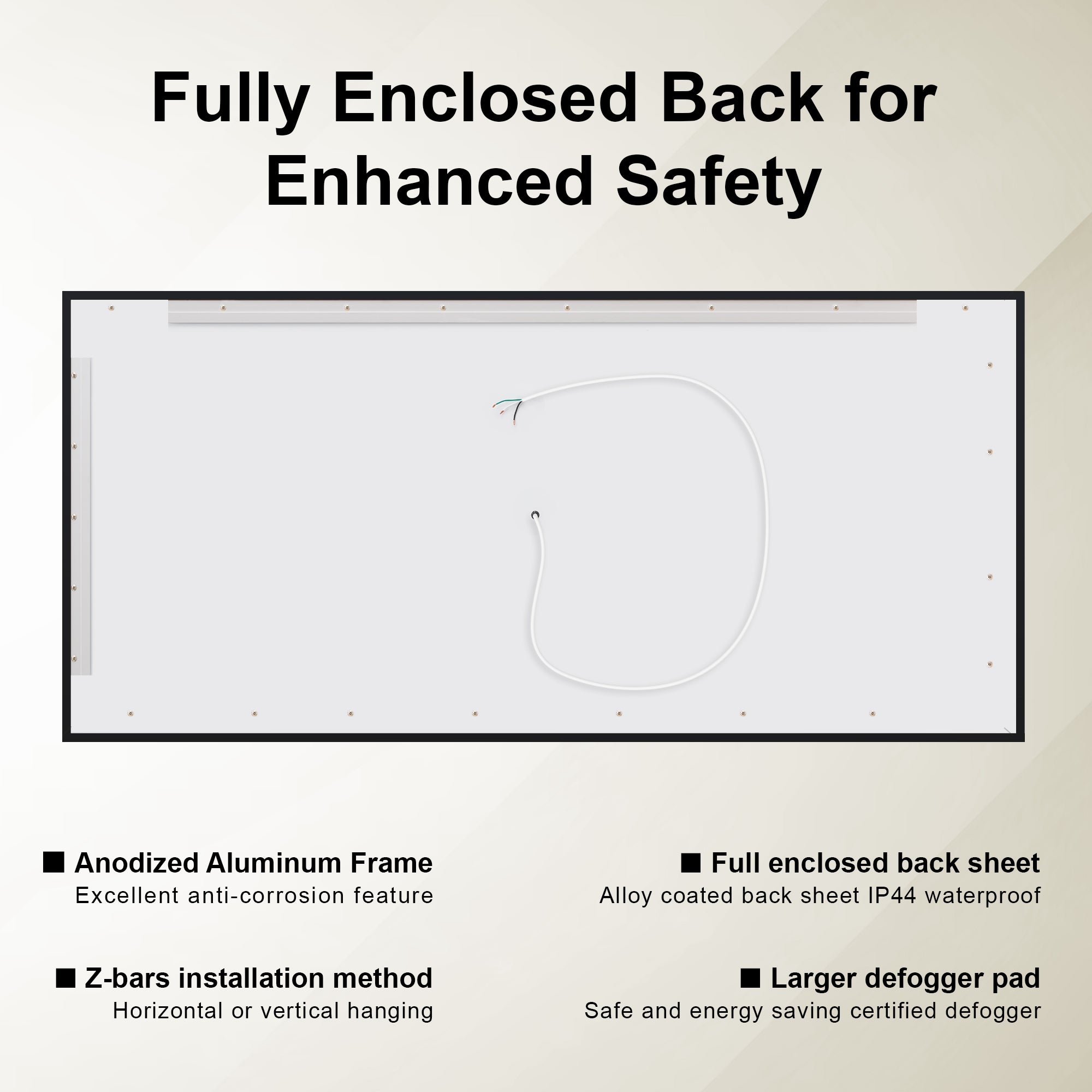 72 in. W x 36 in. H Rectangular Framed LED Light Wall Vertical/Horizontal Bathroom Vanity Mirror
